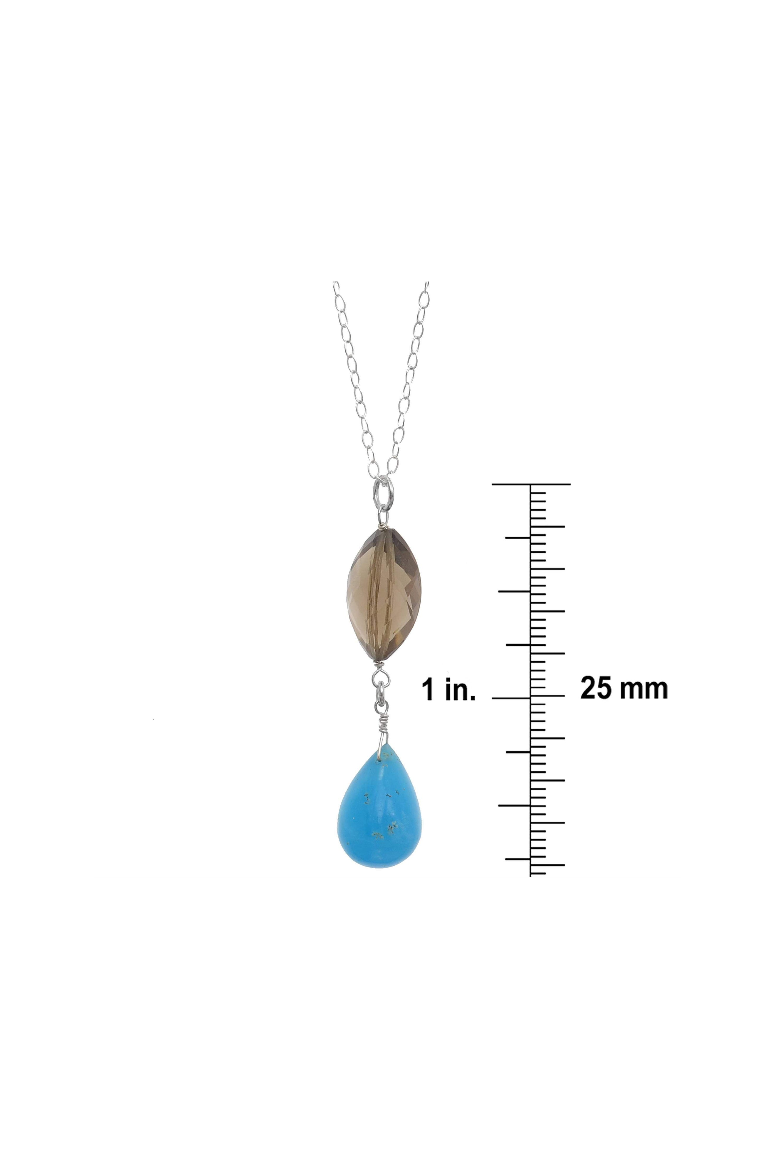 Hemimorphite, Brown Smokey Quartz Blue Gemstone Drop Earrings