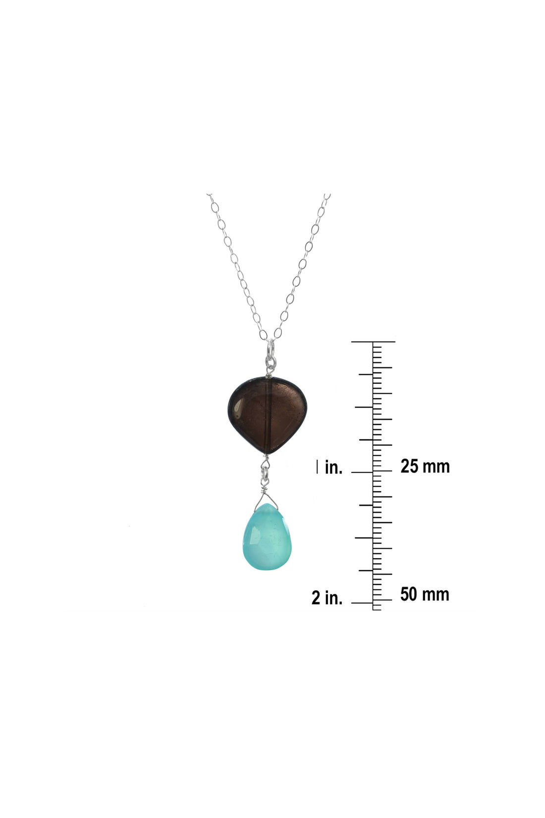 Blue Chalcedony, Brown Somkey Quartz Necklace