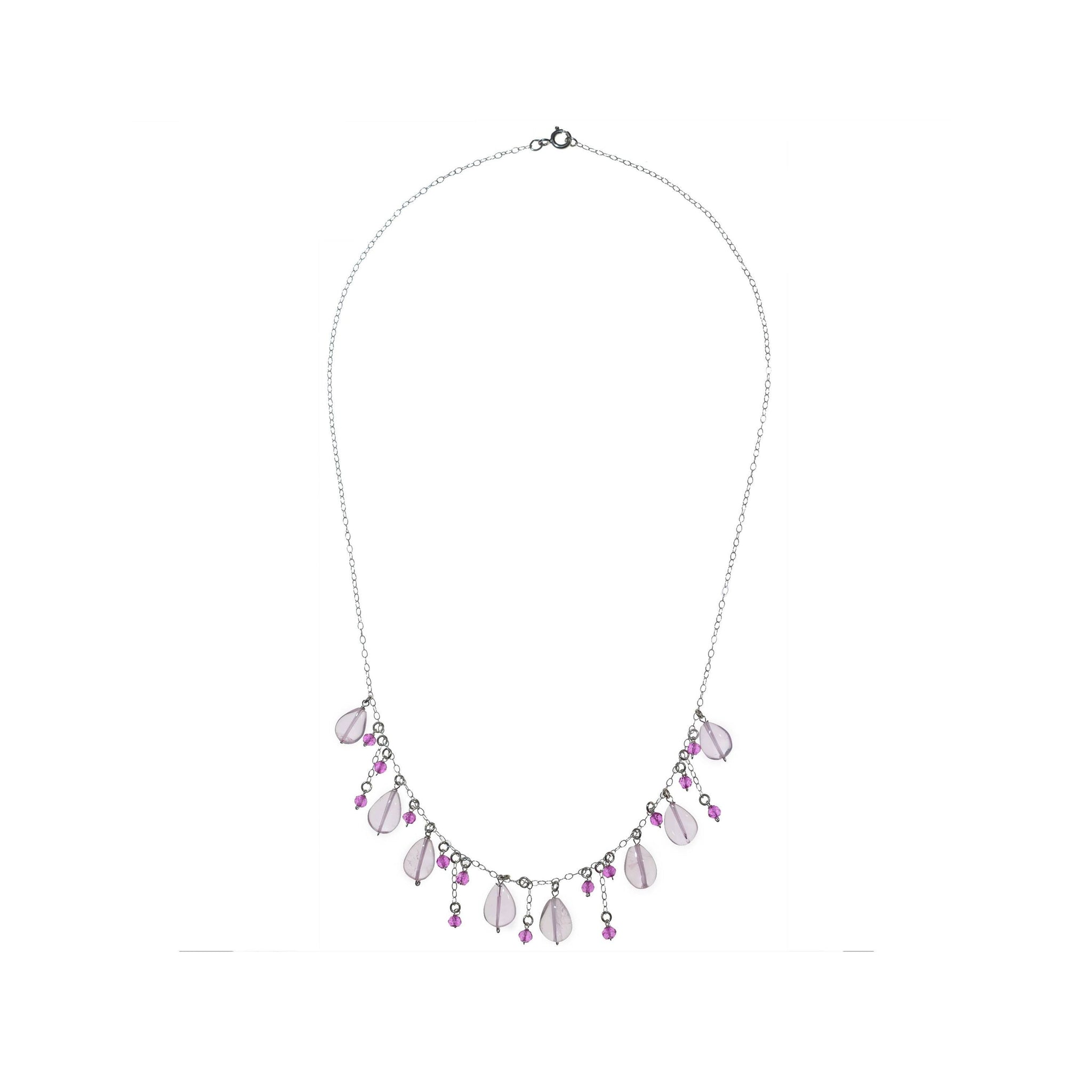 Pink Gemston Necklace, Rose, Pink Quartz