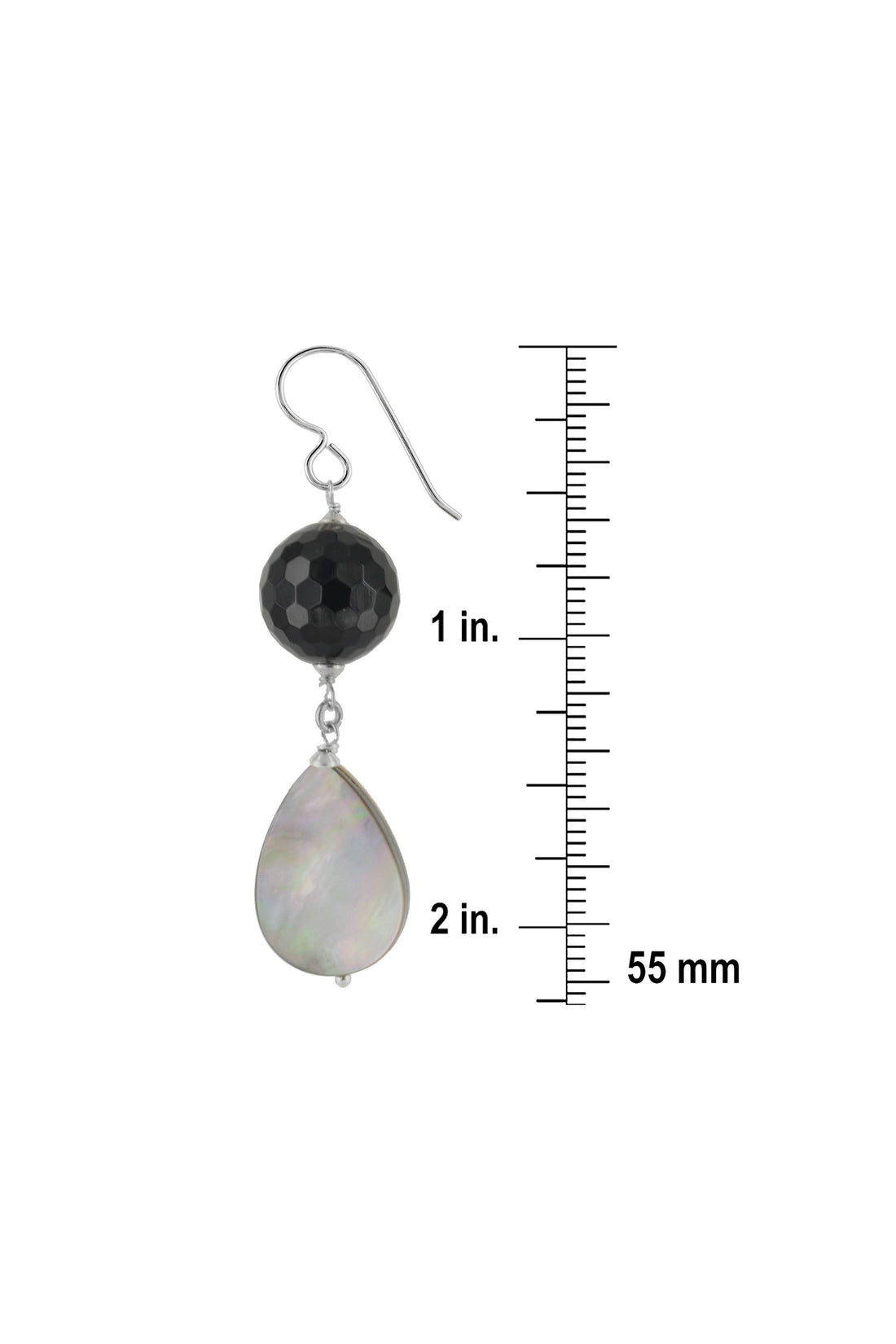 Black Onyx, White Mother of Pearl Long Dangle Earrings