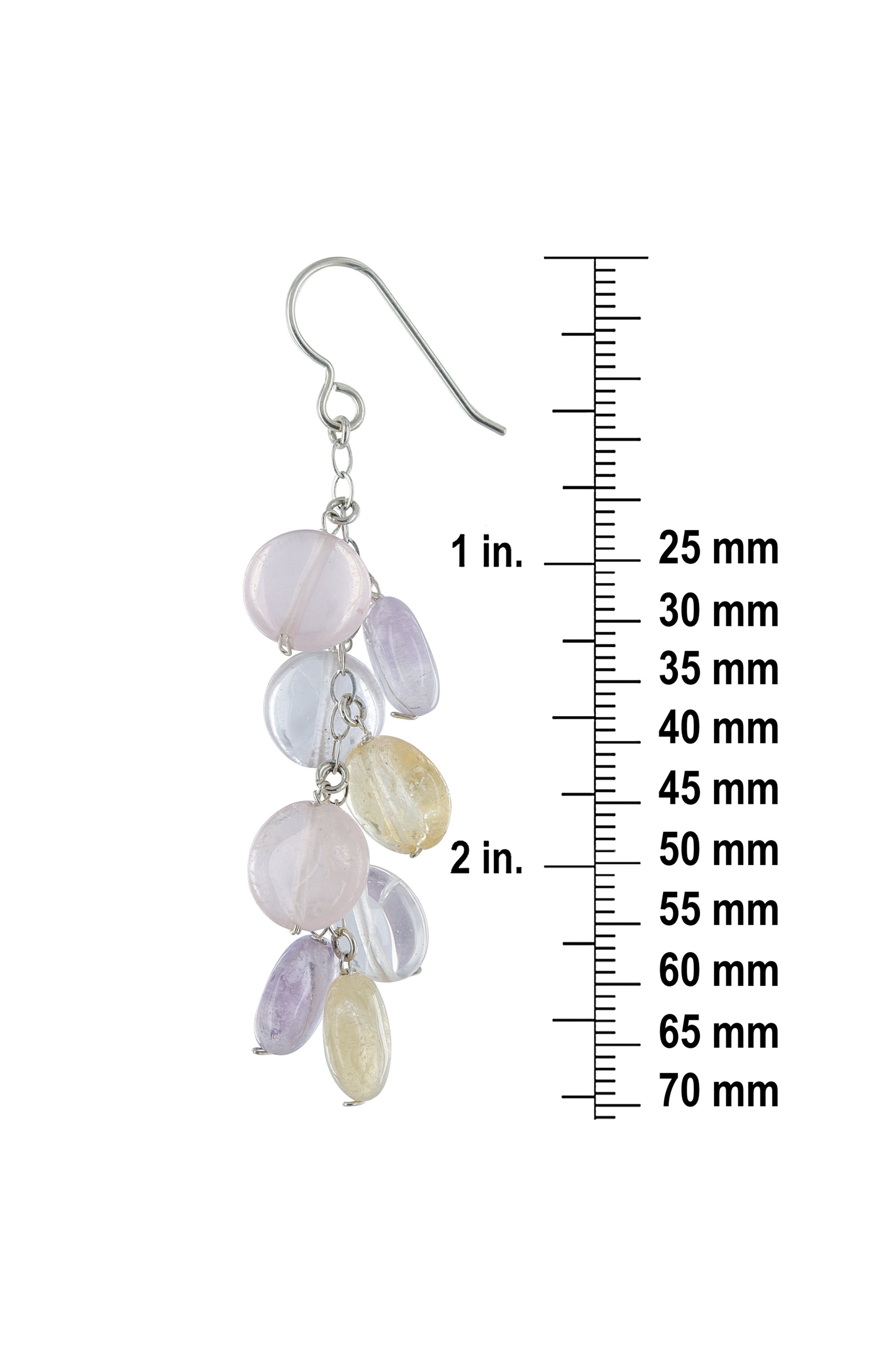 Pastel Boho Earrings, Amethyst, Rose Quartz Long Earrings