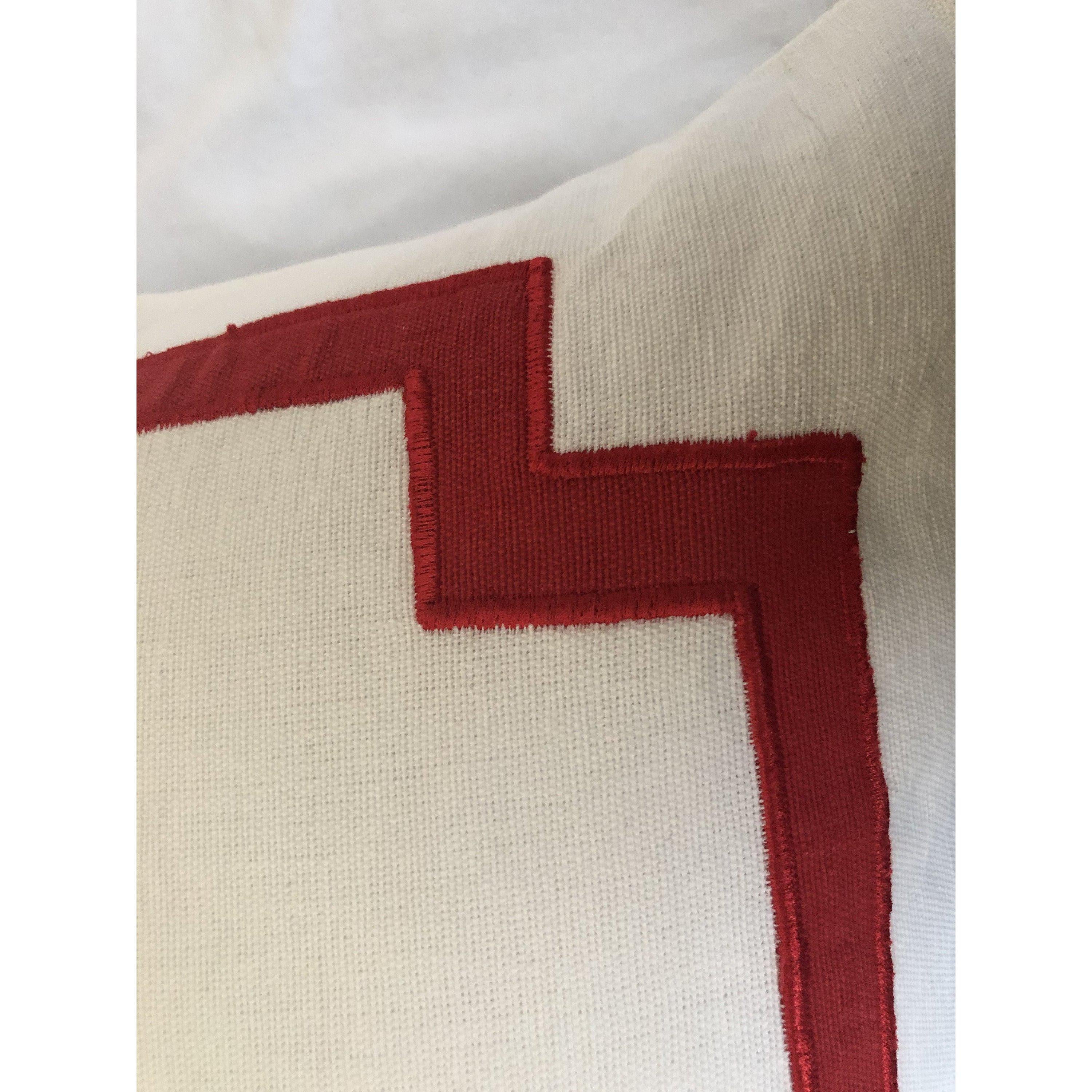 White Red Trim Pillows, Decorative Pillows for Bedroom