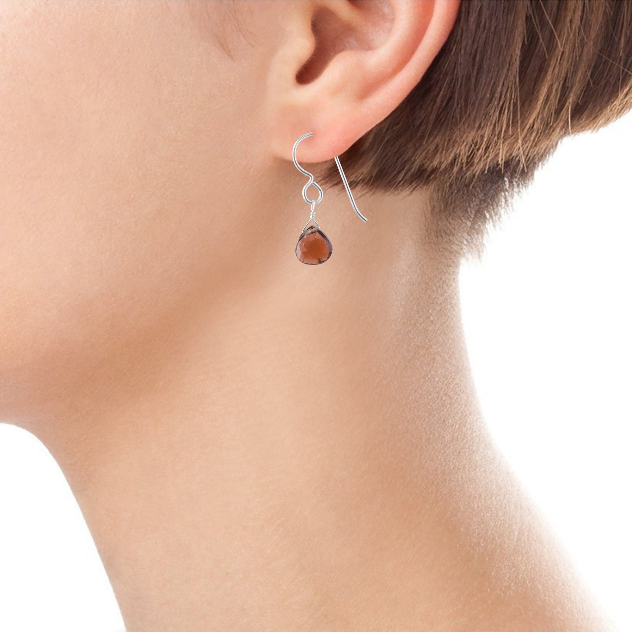 Wine Red Garnet January Birthstone Dangle Earrings