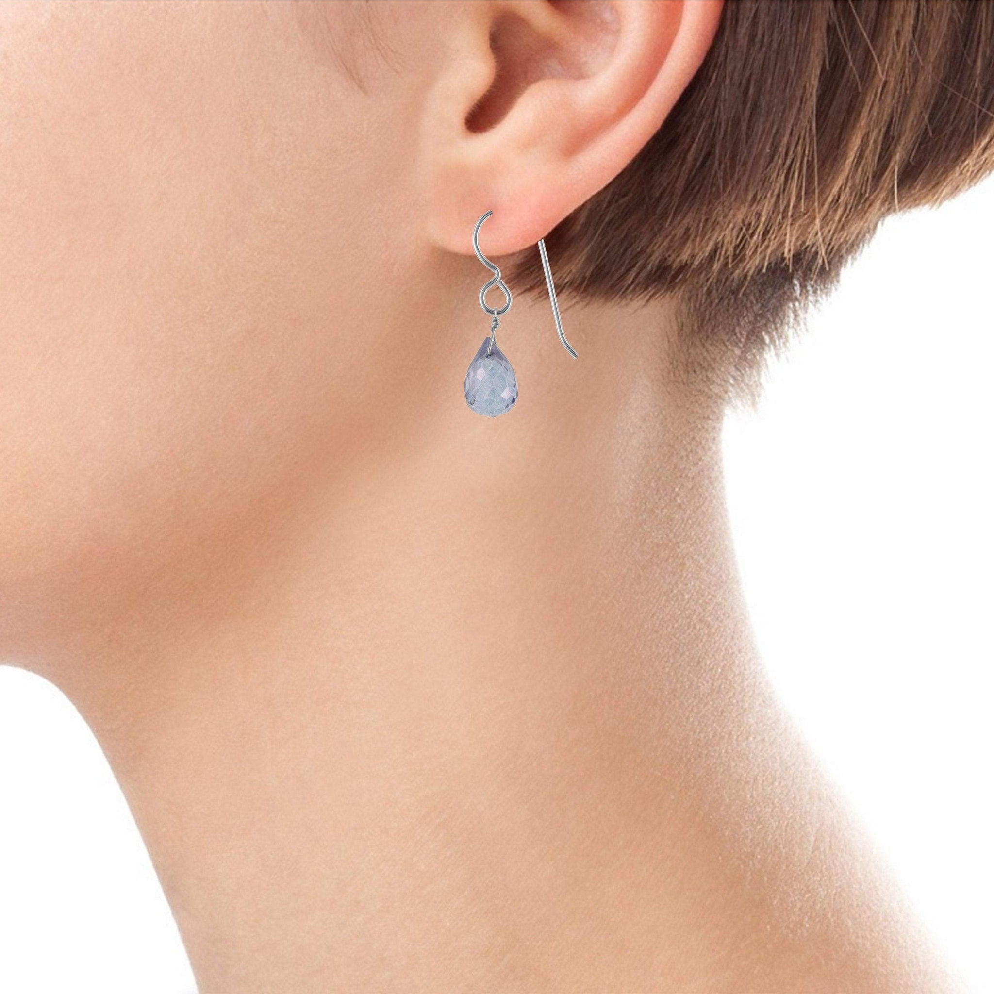 Small Dangle Blue Quartz Earrings