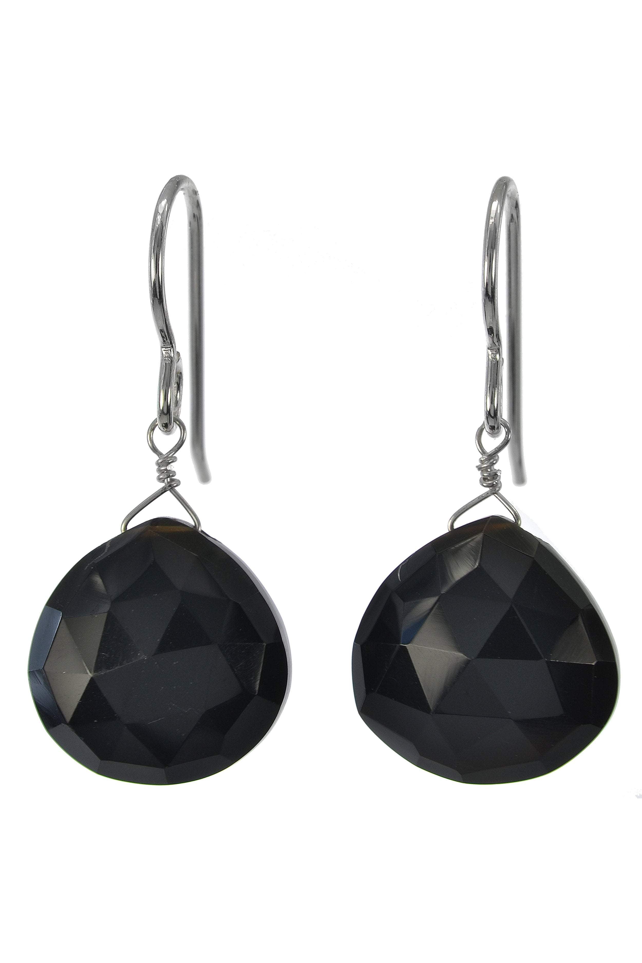 Black Onyx Silver Drop Earrings