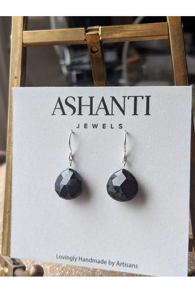 Black Onyx Silver Drop Earrings
