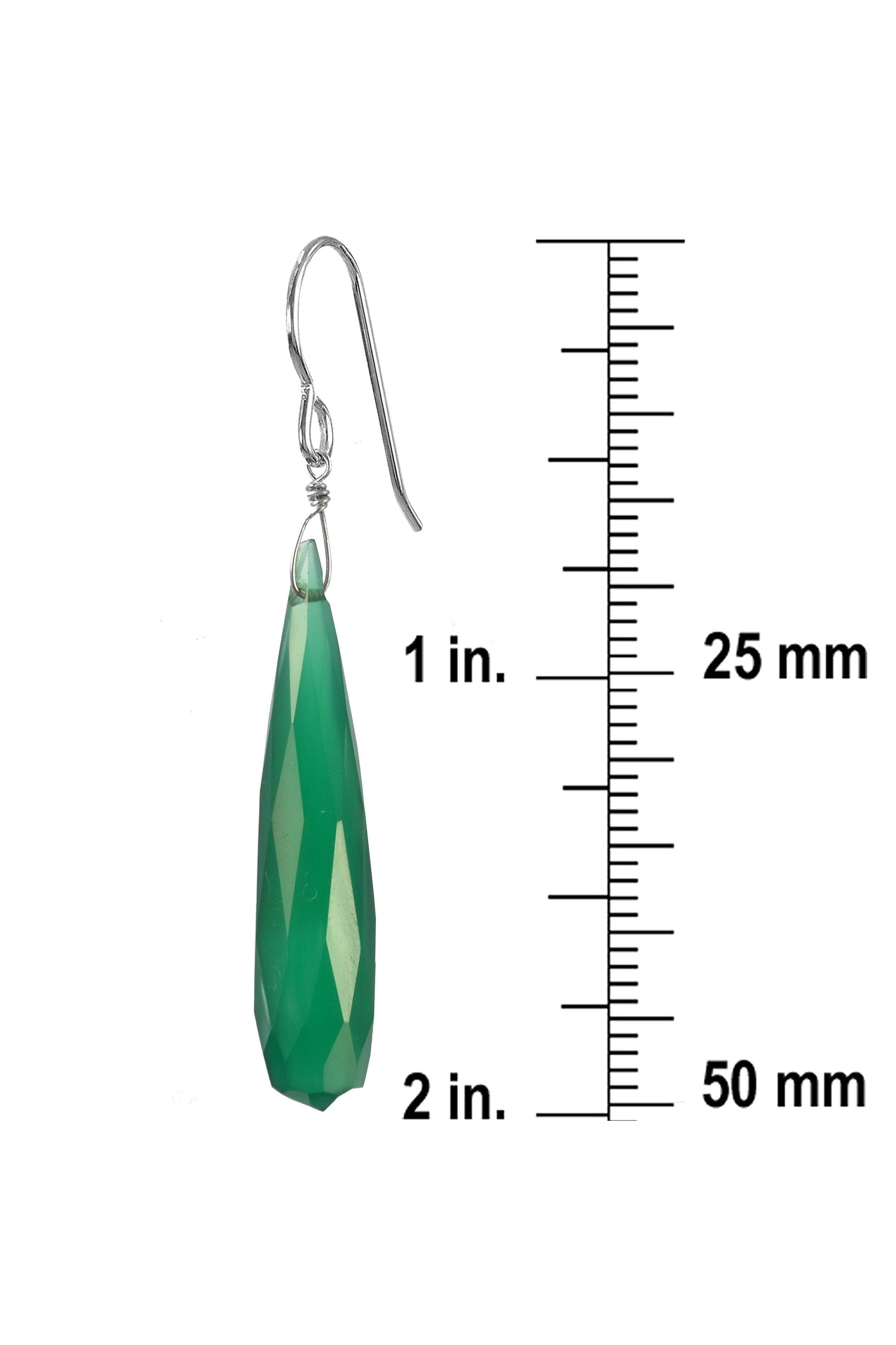 Green Chalcedony Long Briolette Gemstone Earrings
