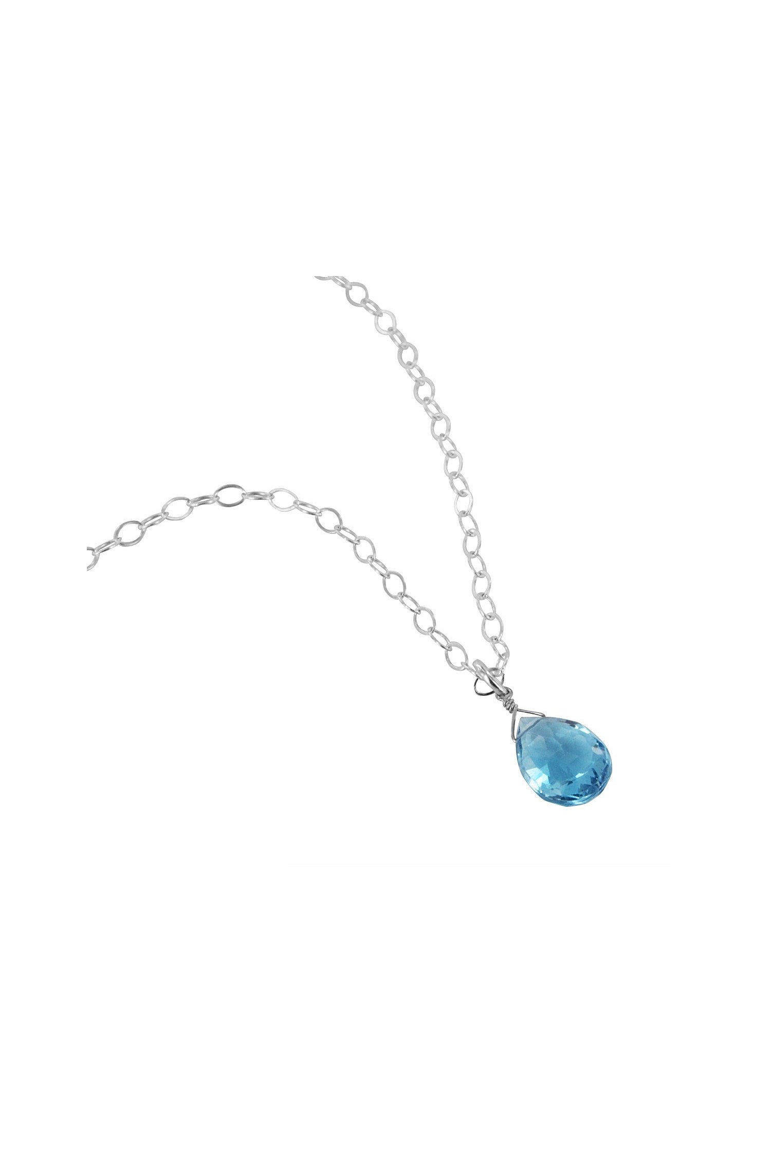 Blue Topaz Dainty Necklace, December Birthstones