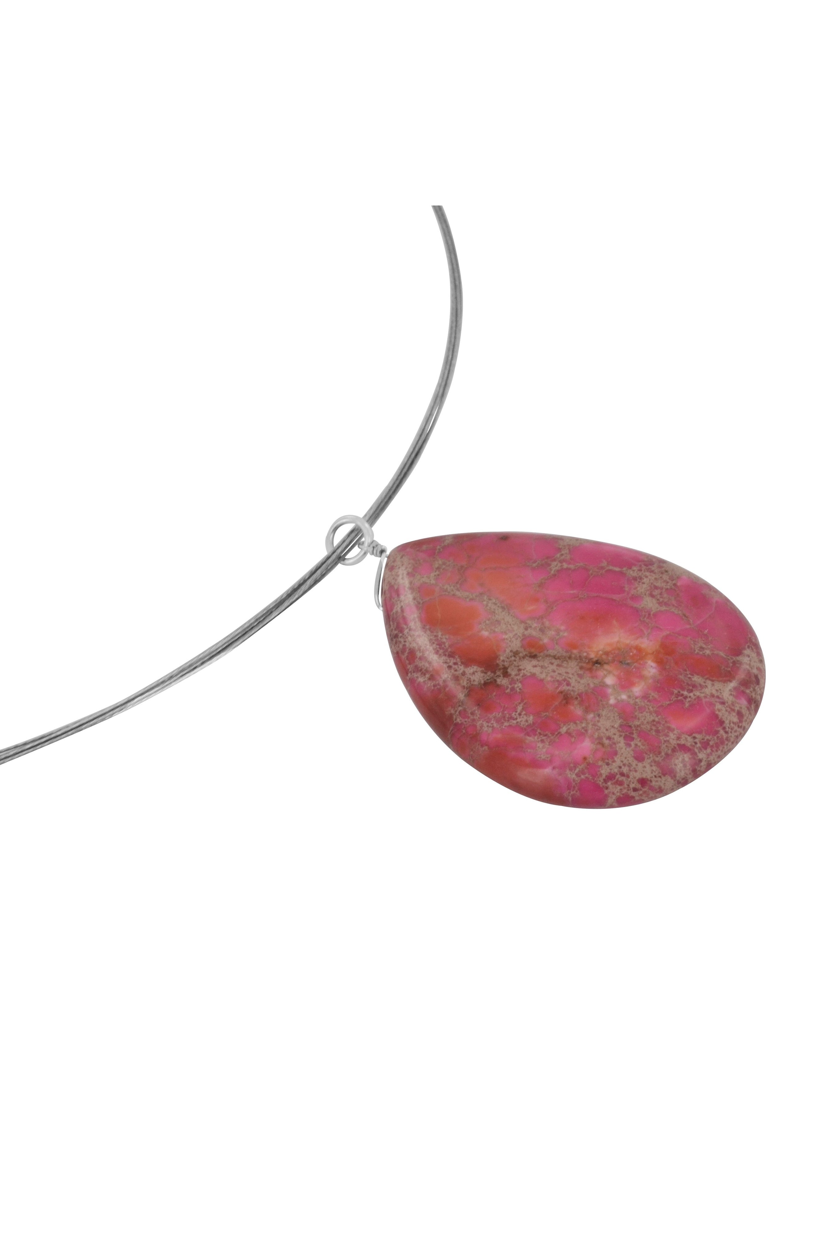 Rose Japser, Pink Gemstone Silver Necklace