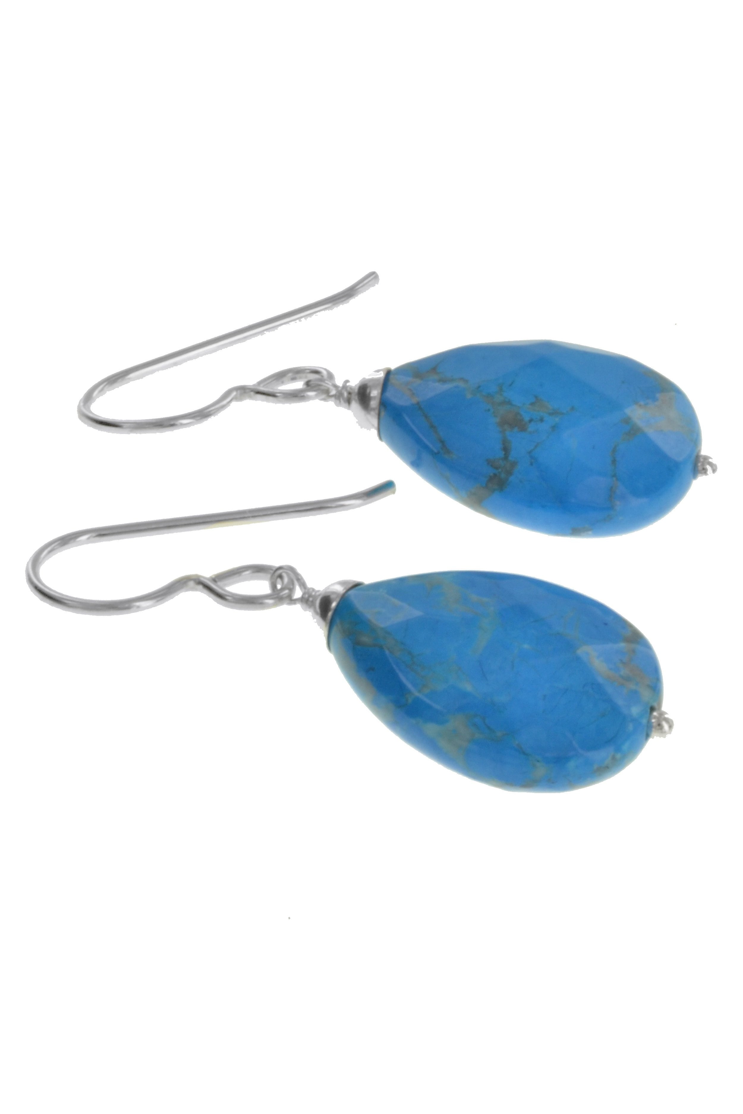 Turquoise Howlite Blue Silver Earrings