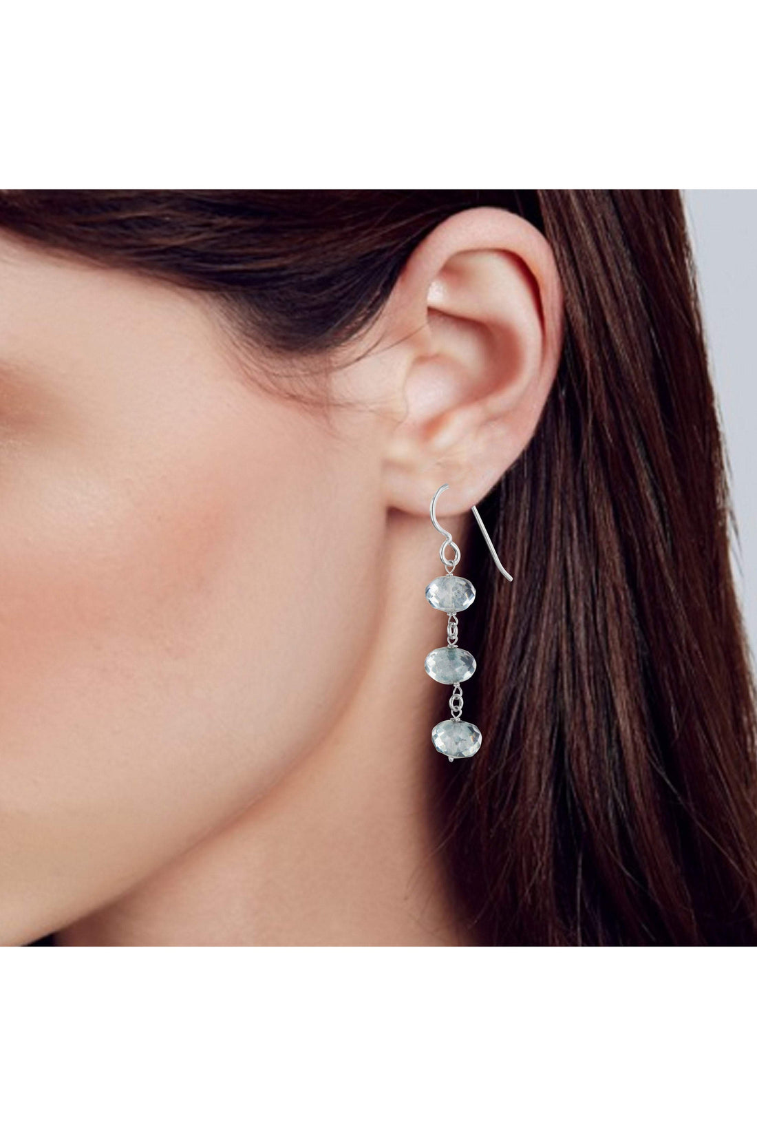 Light Blue Silver Dangling Earrings