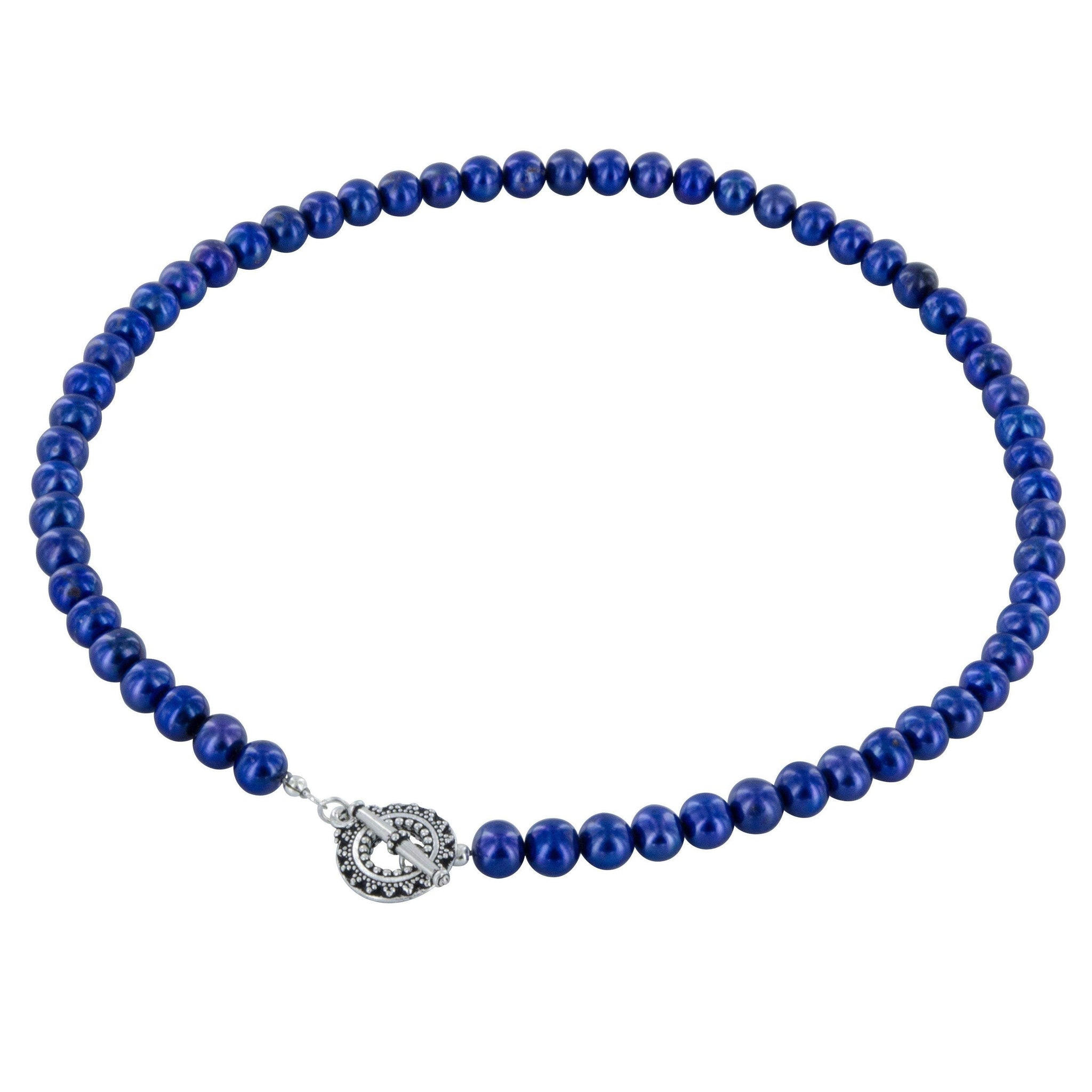 Royal Blue Genuine Pearl Strand Necklace