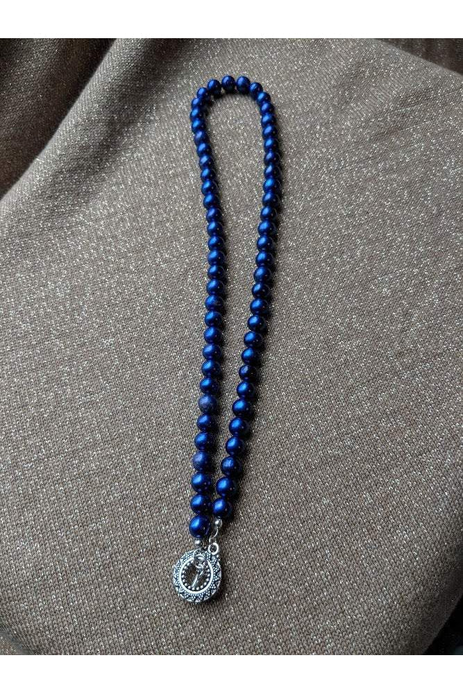 Royal Blue Genuine Pearl Strand Necklace