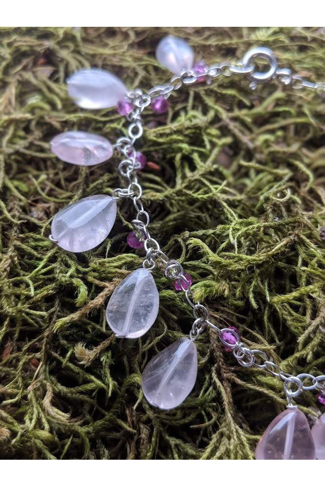 Dainty Gemstone Bracelet, Pink Rose Quartz