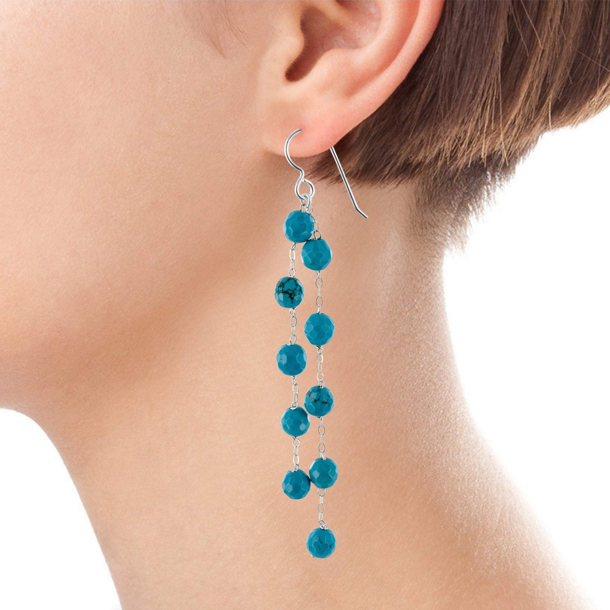 Long blue Turquoise Howlite Earrings