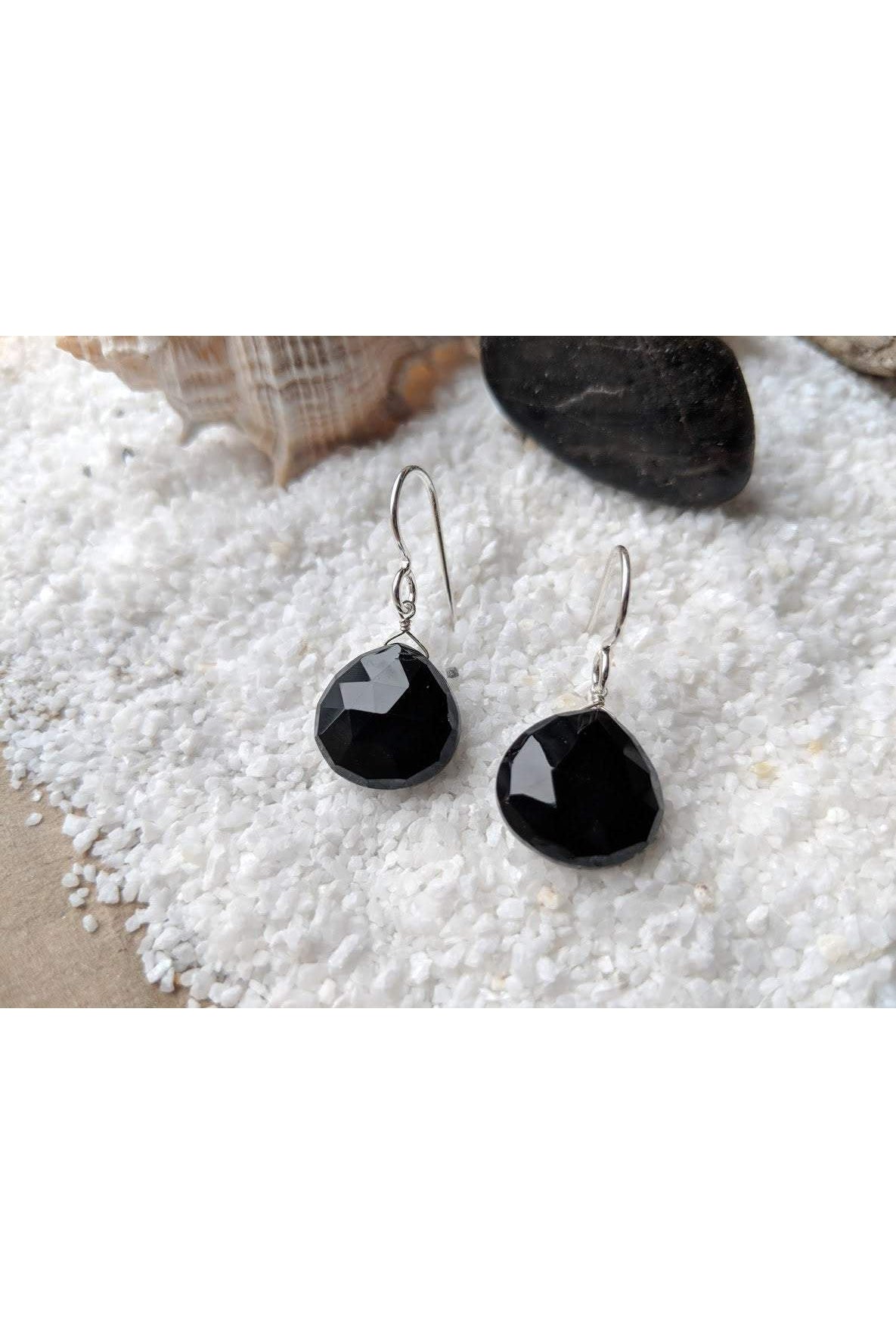 Black Onyx Silver Drop Earrings