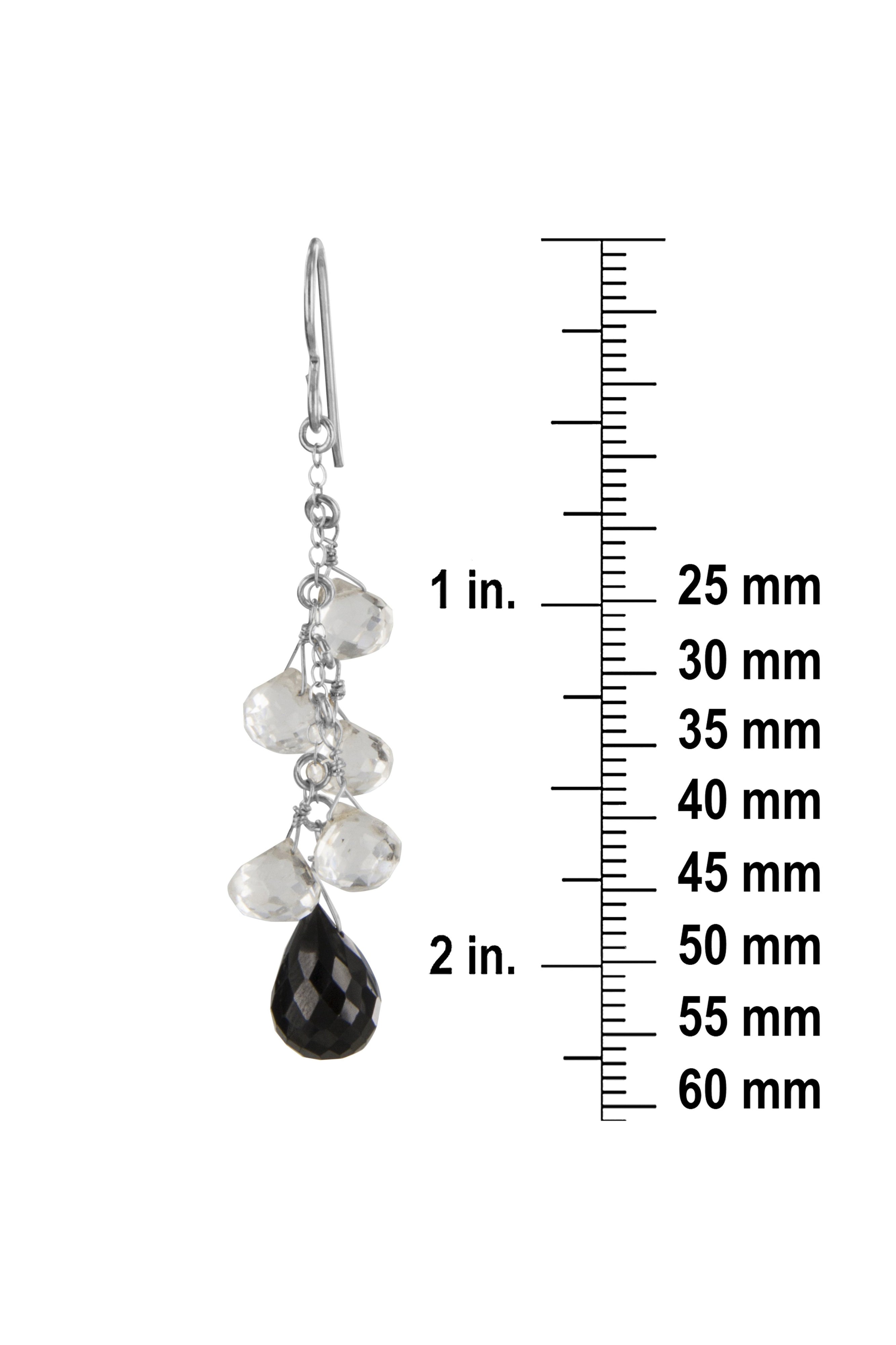 Black and White Earrings, Black Spinel, Crystals Gemstones