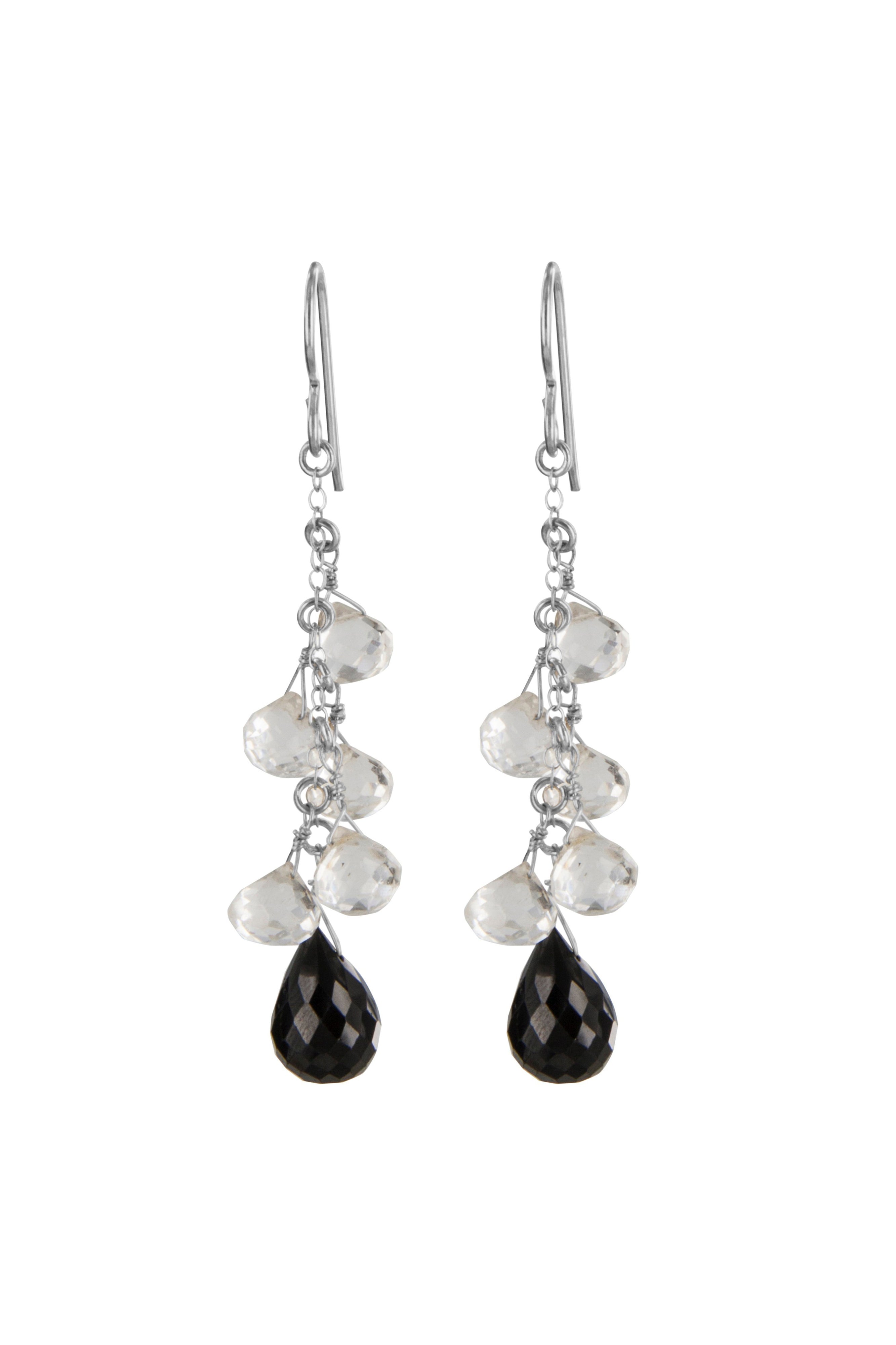 Black and White Earrings, Black Spinel, Crystals Gemstones