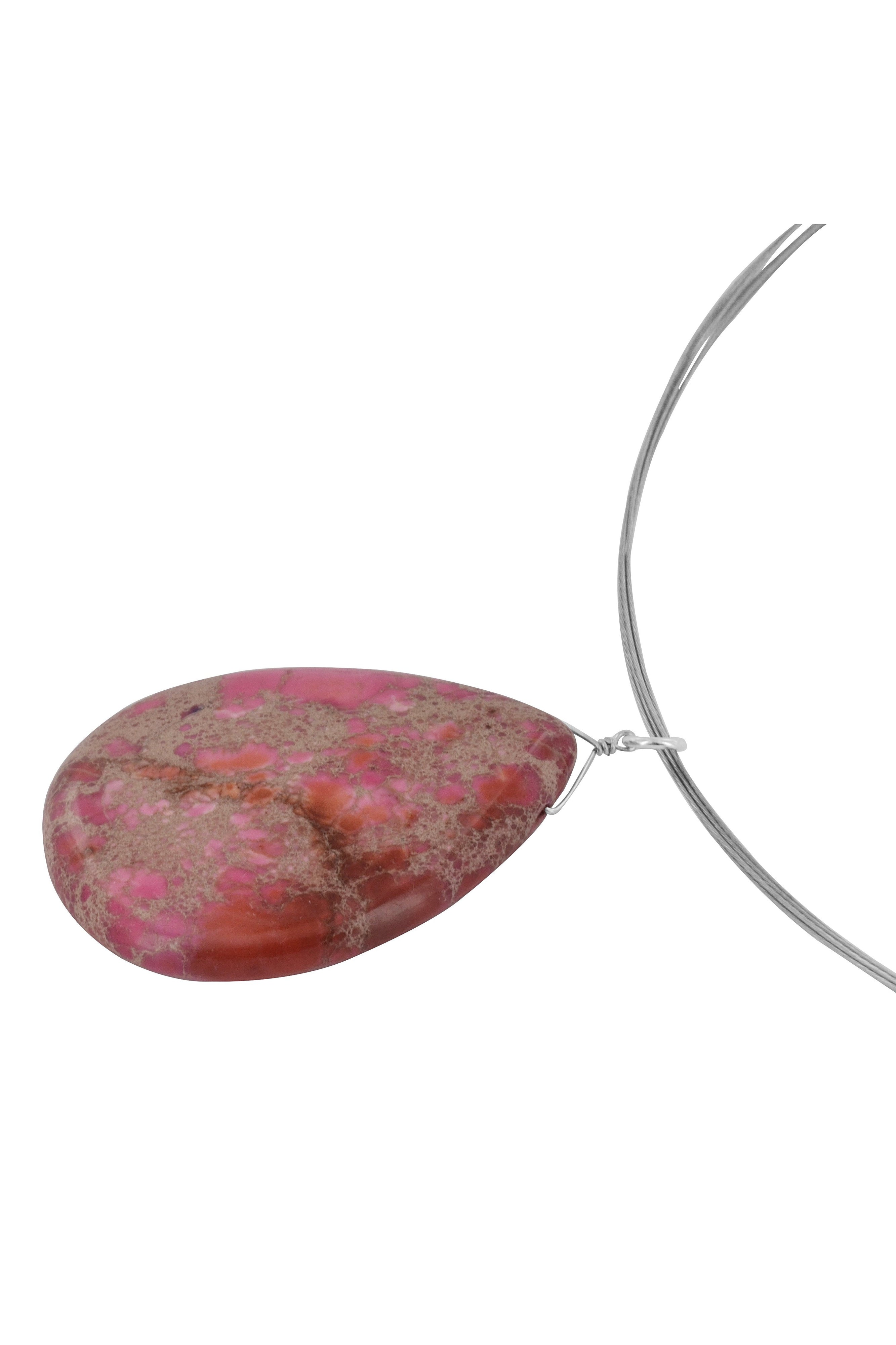 Rose Japser, Pink Gemstone Silver Necklace