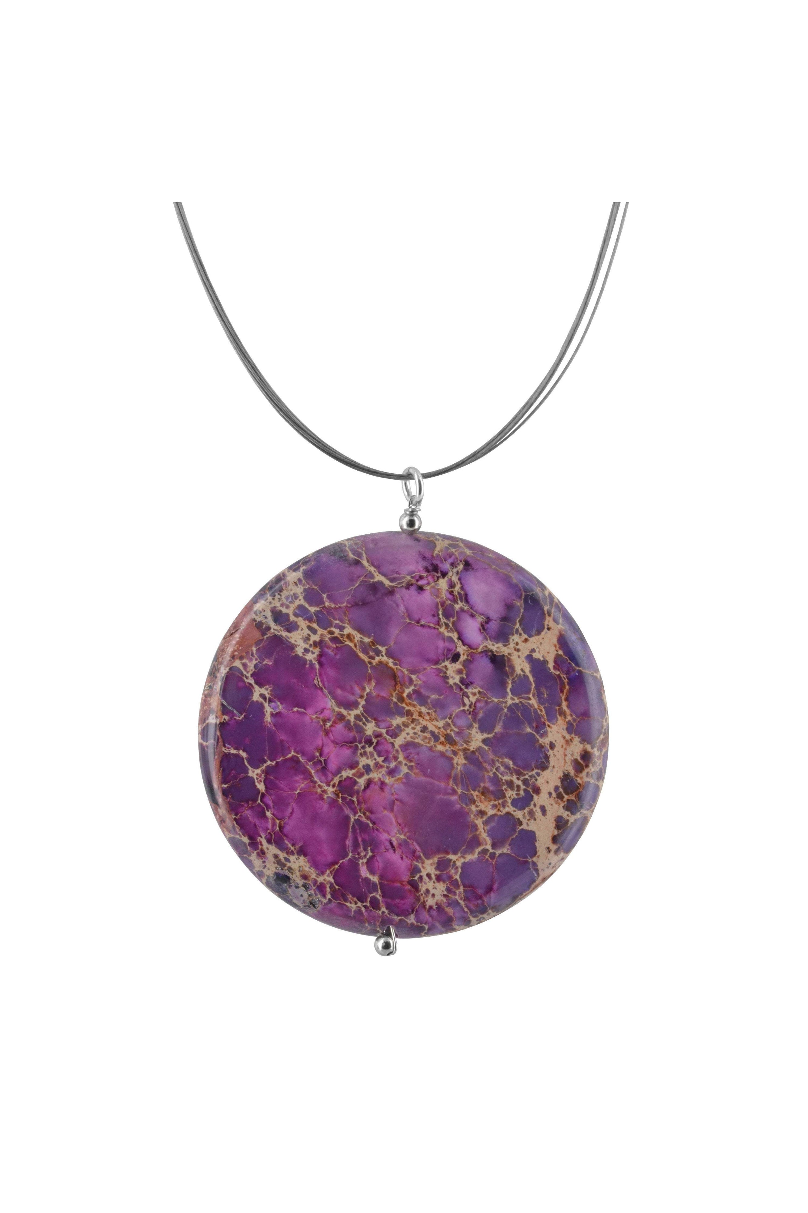 Large Purple Jasper Bold Gemstone Necklace