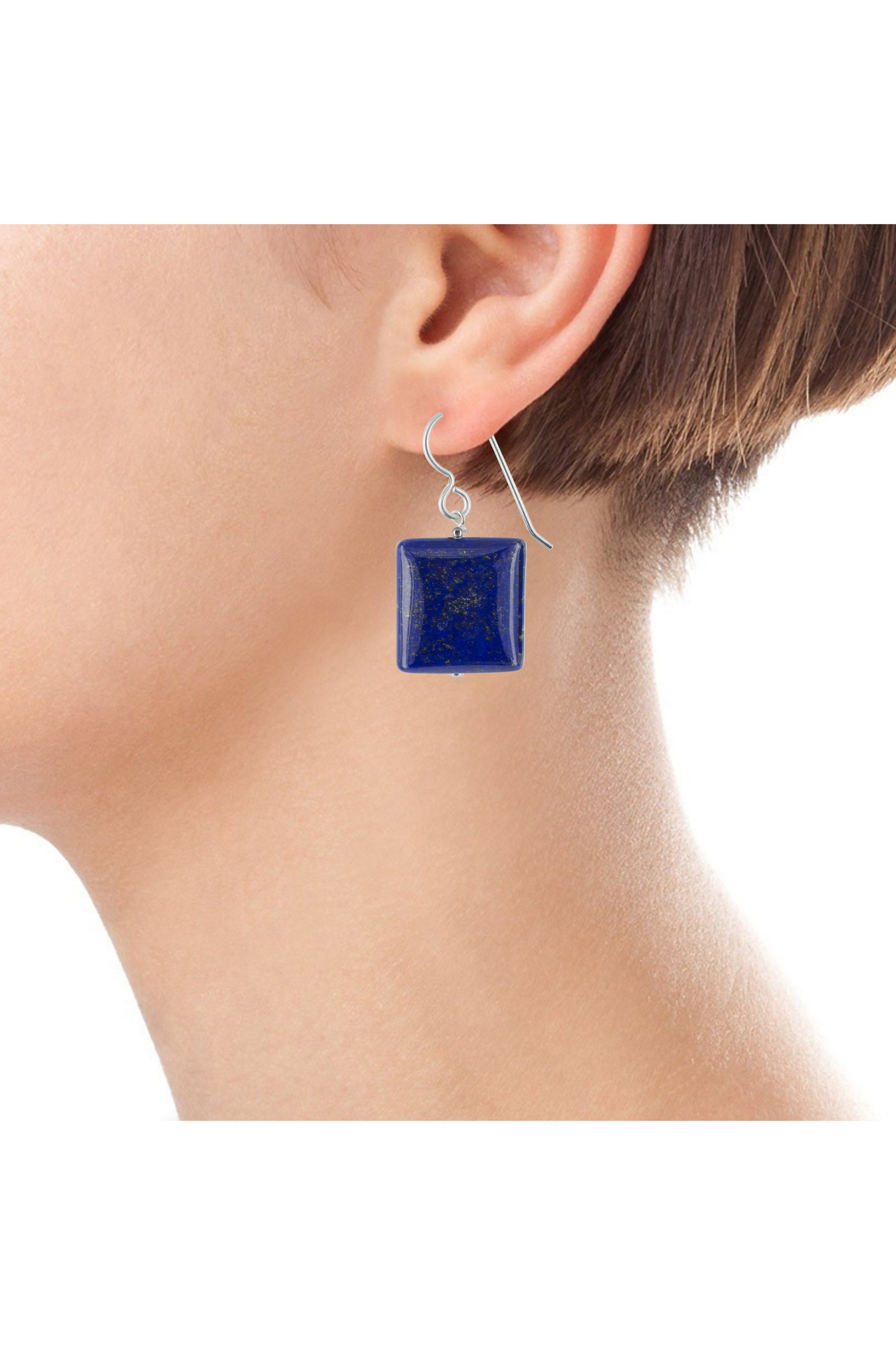 Square Navy Blue Lapis Earrings
