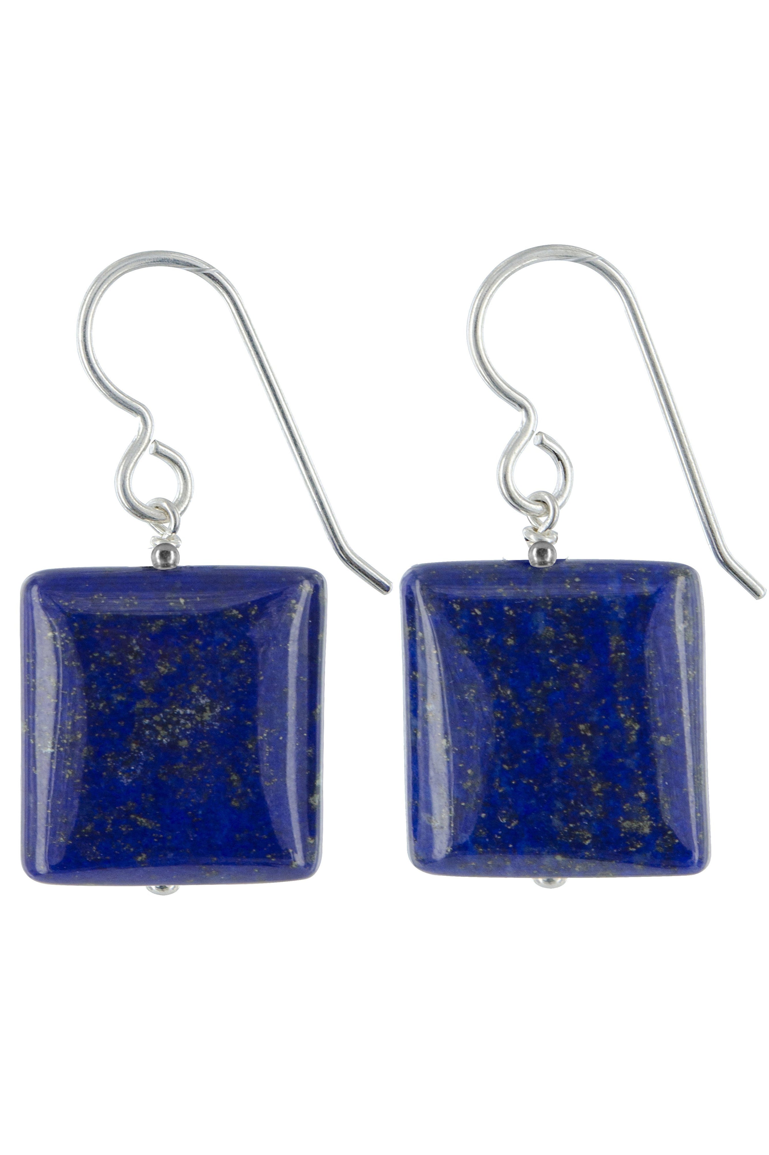 Square Navy Blue Lapis Earrings