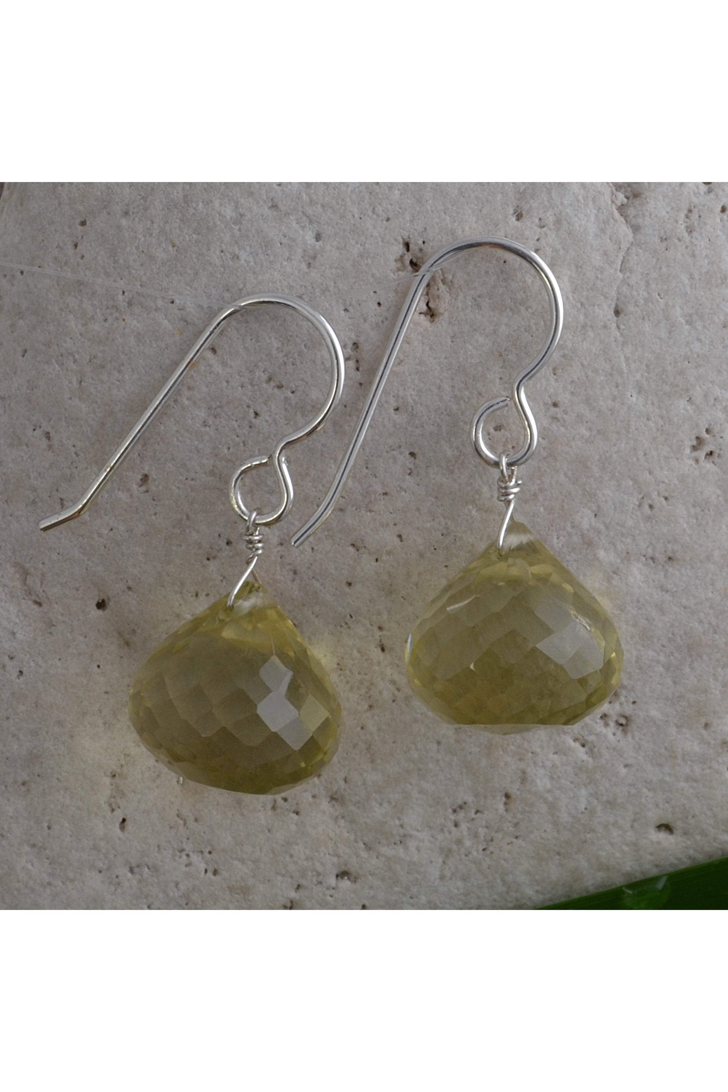 Yellow Quartz Dangle Gemstone Earrings