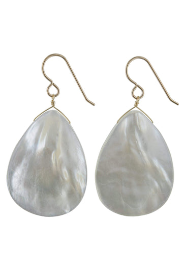 Large White Mother of Pearl Teardrop Dangle Earrings