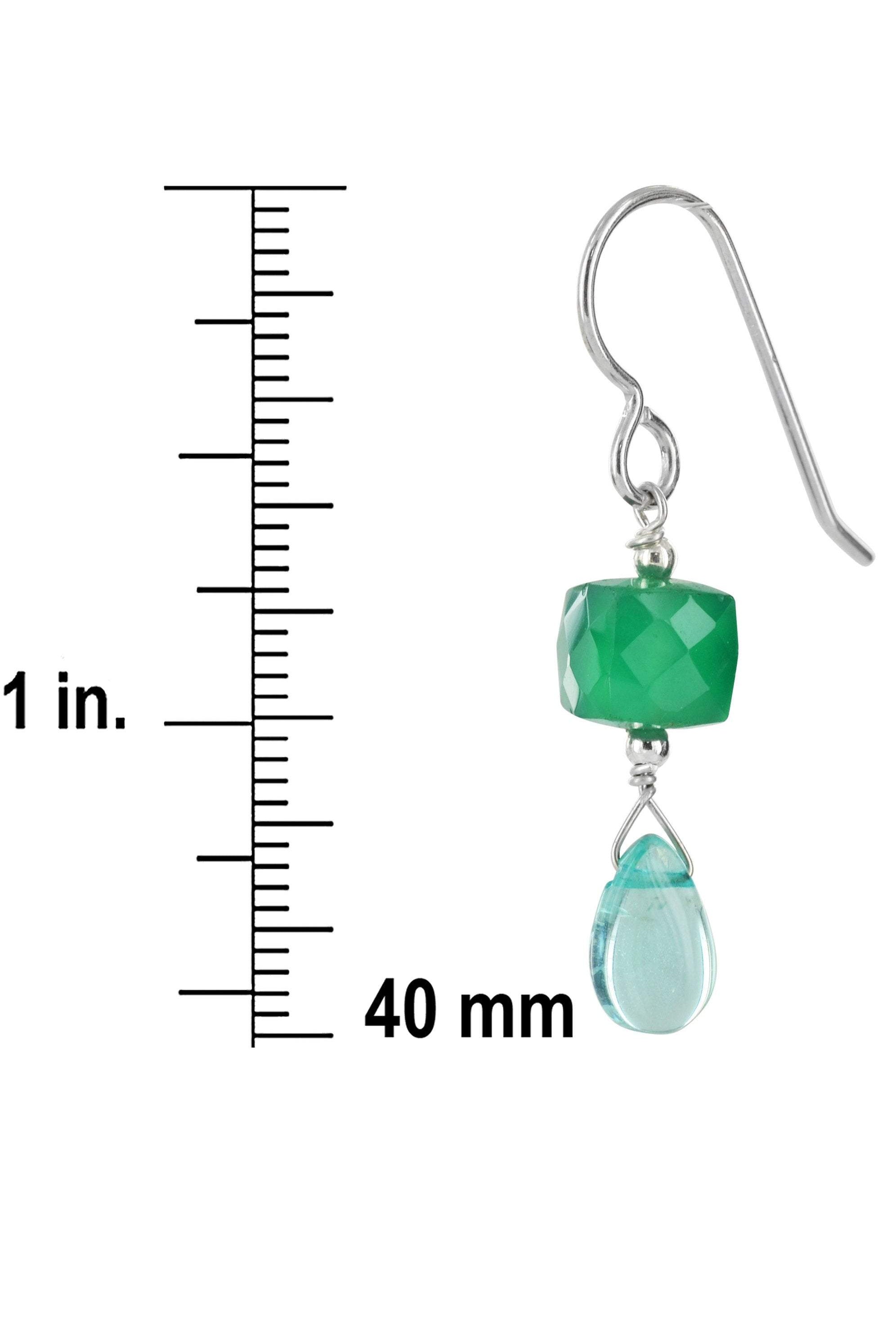 Blue Apatite, Green Chalcedony Dangle Earrings, Black Friday Deal