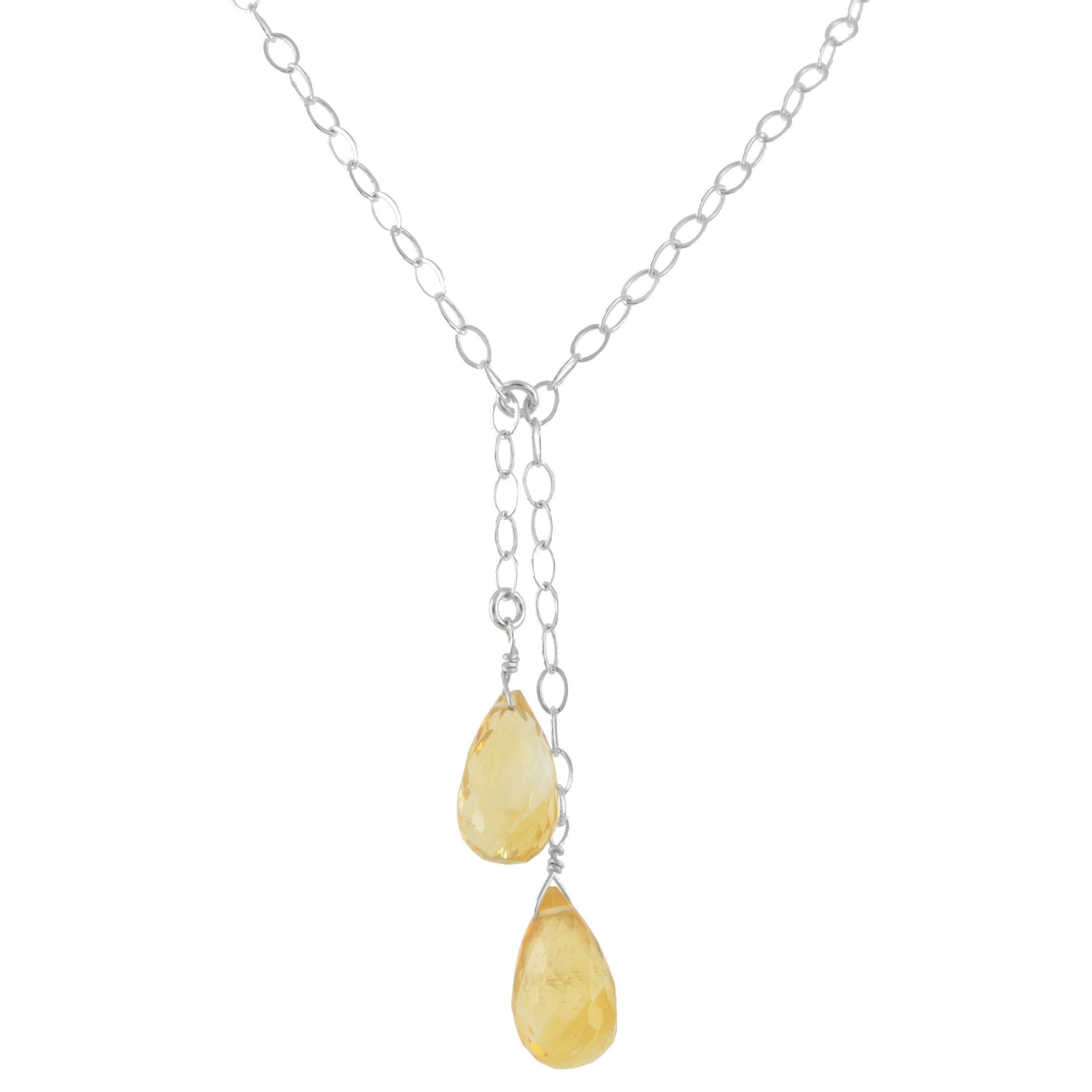 Yellow Citrine Briolette Gemstone, November Birthstone Necklace