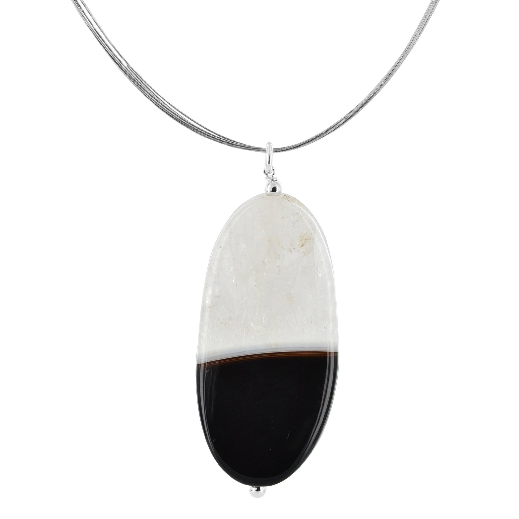 Black and White Onyx Gemstone Necklace