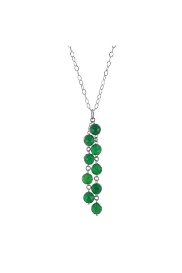 Green Agate Bead Silver Necklace
