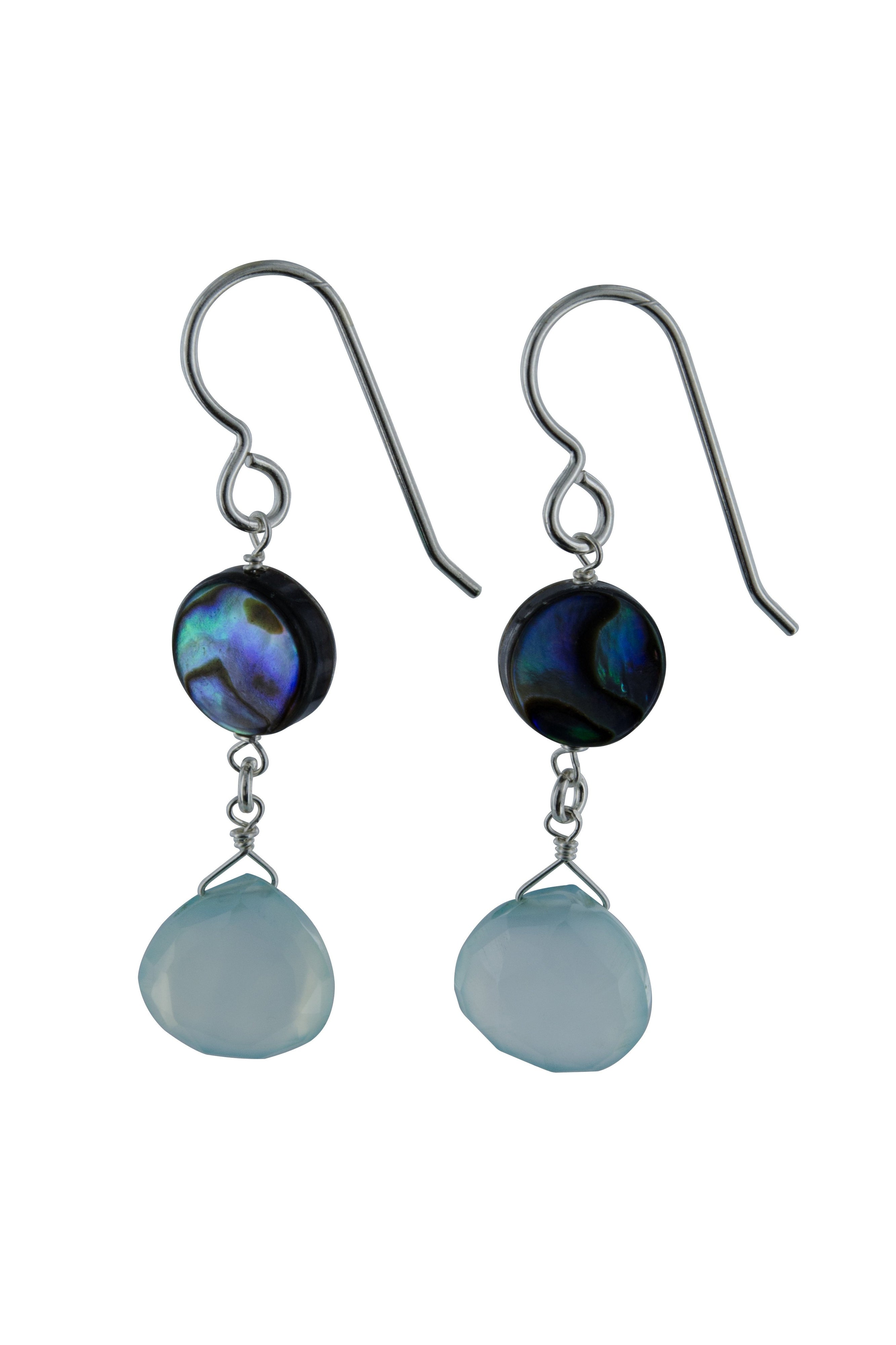 Blue Chalcedony, Mother of Pearl Earrings
