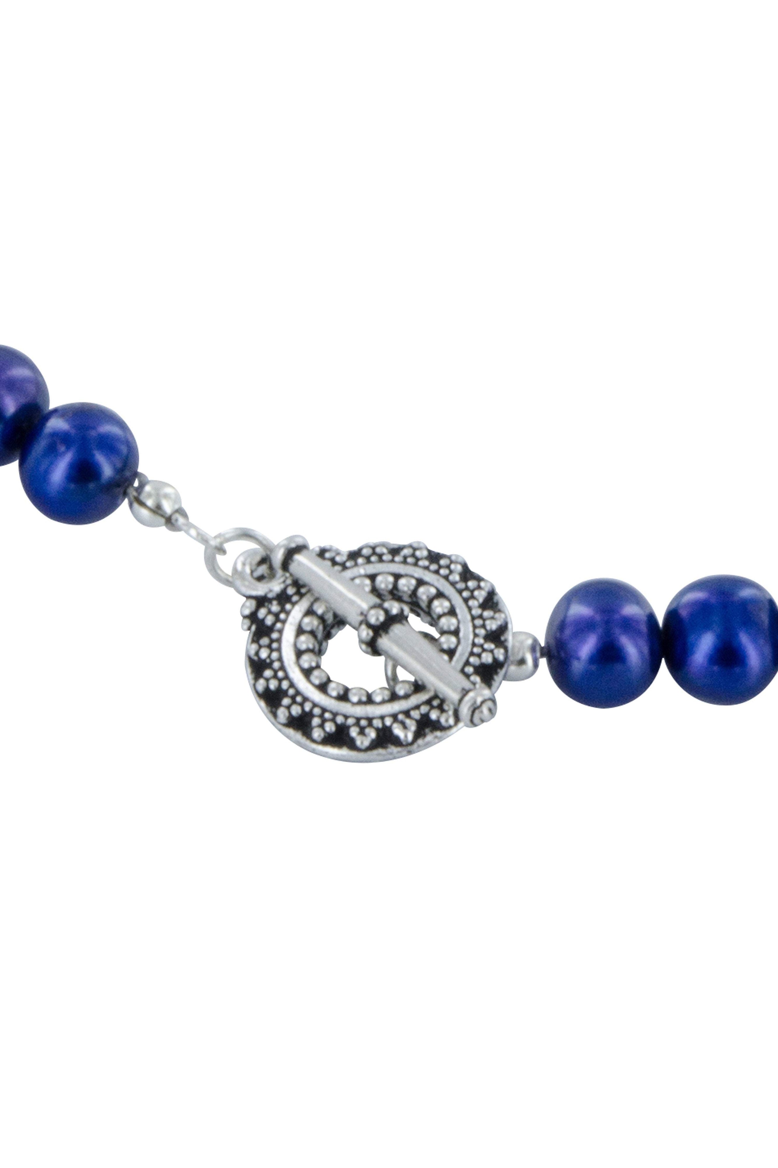 Royal Blue Genuine Pearl Strand Necklace