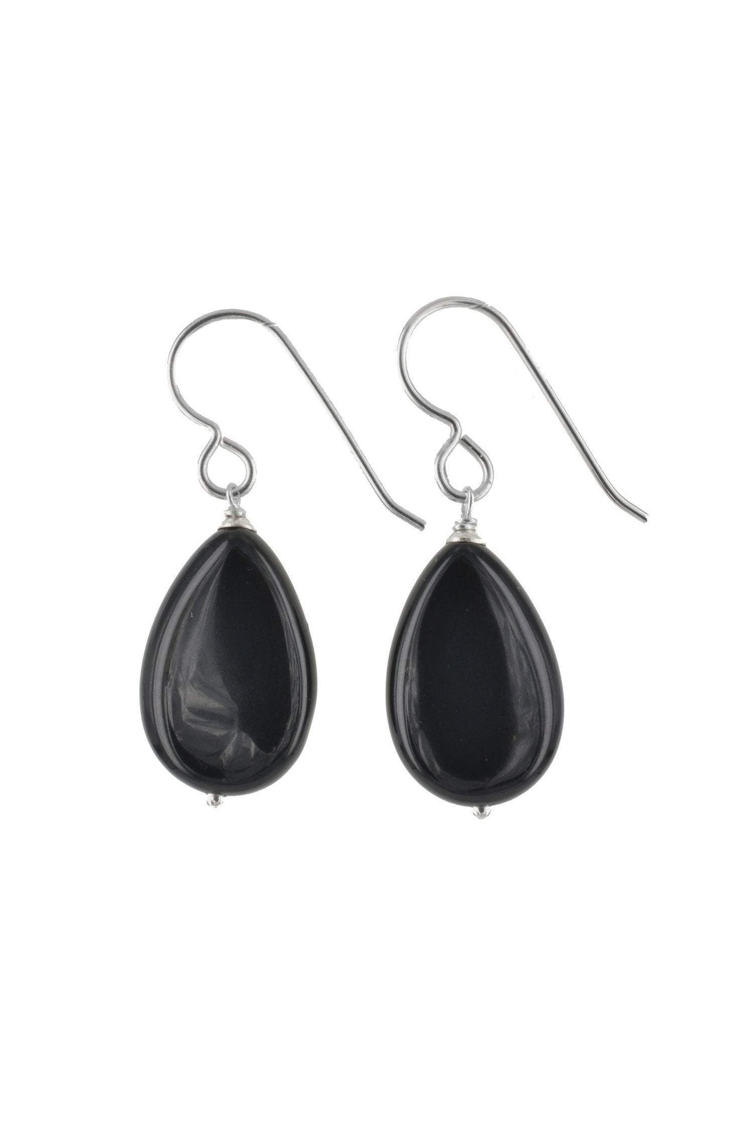 Black Onyx Minimalist Dangle Gemstone Earrings
