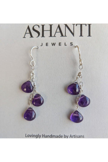 Purple Amethyst Dangle Silver Earrings
