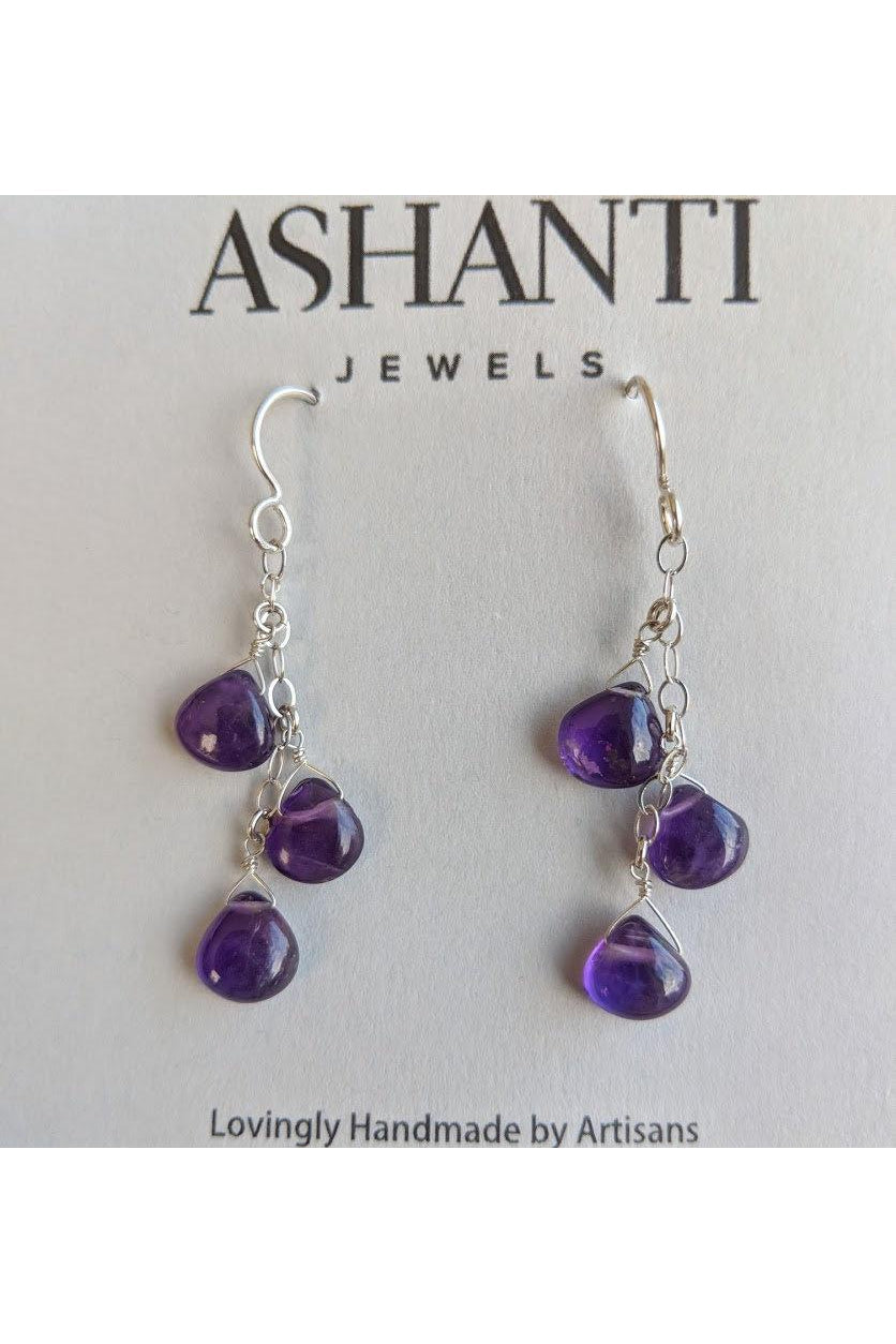 Purple Amethyst Dangle Silver Earrings