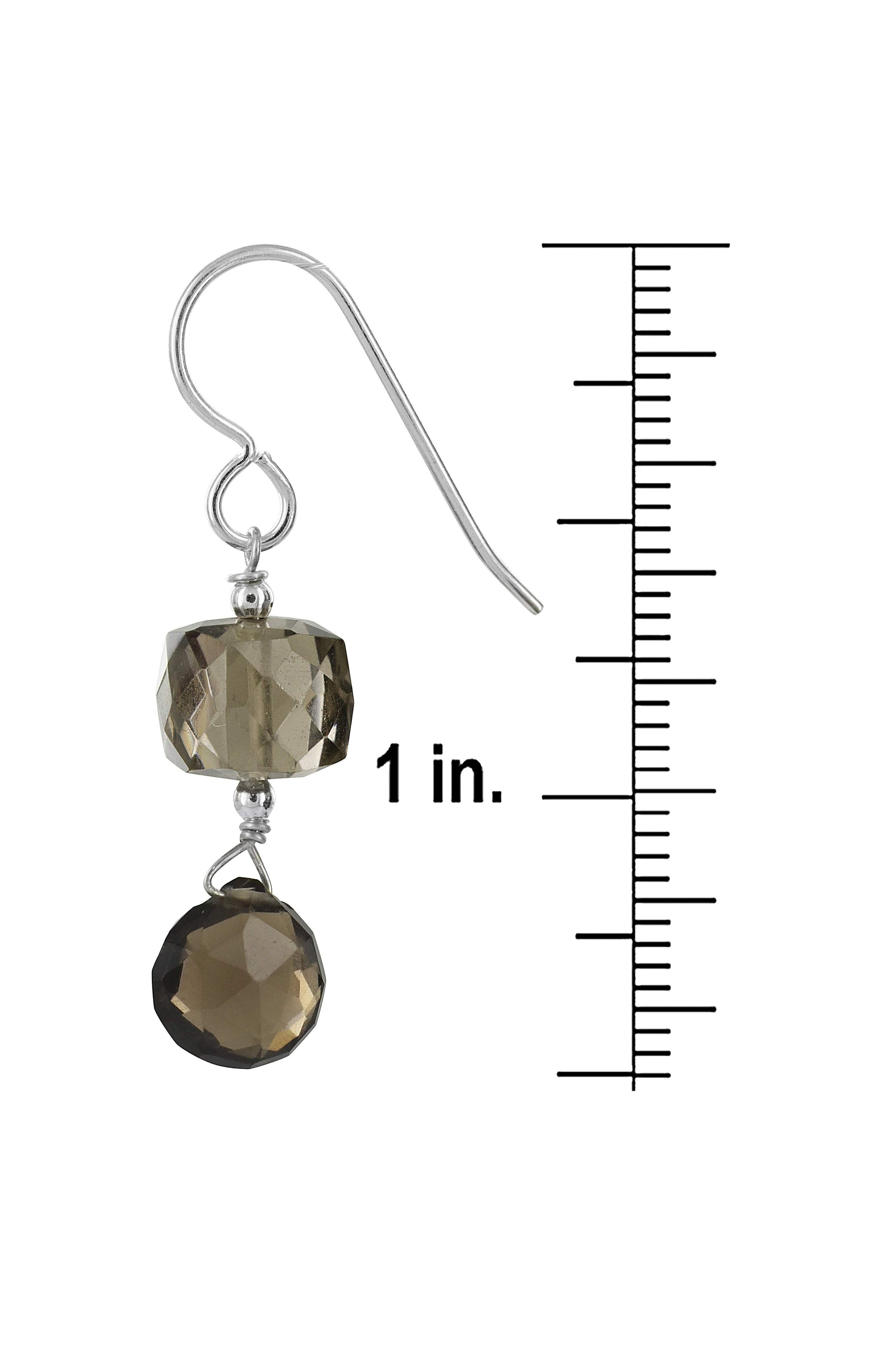 Smokey Quartz, Brown Gemstone Silver Earrings