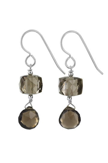 Smokey Quartz, Brown Gemstone Silver Earrings