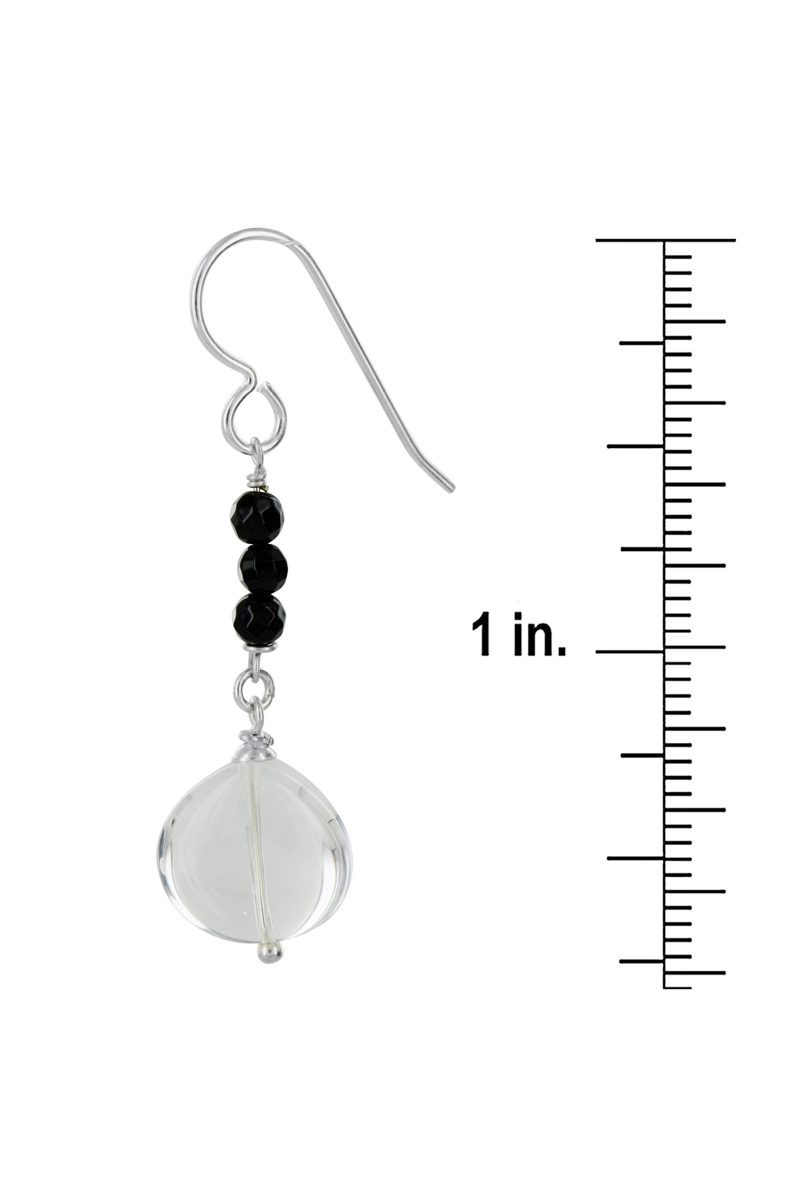 Rock Crystal, Black Onyx Earrings, Black and White Jewelry
