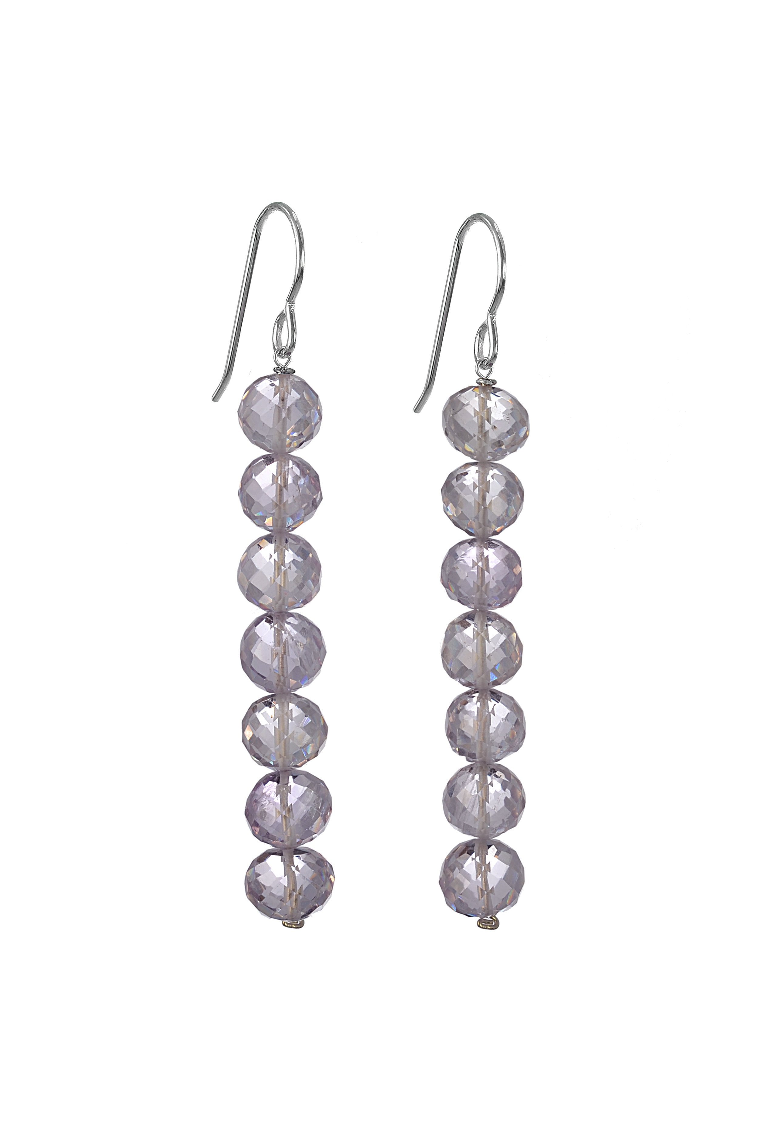 Pink Amethyst Long Dangle Silver Earrings