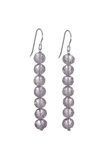 Pink Amethyst Long Dangle Silver Earrings