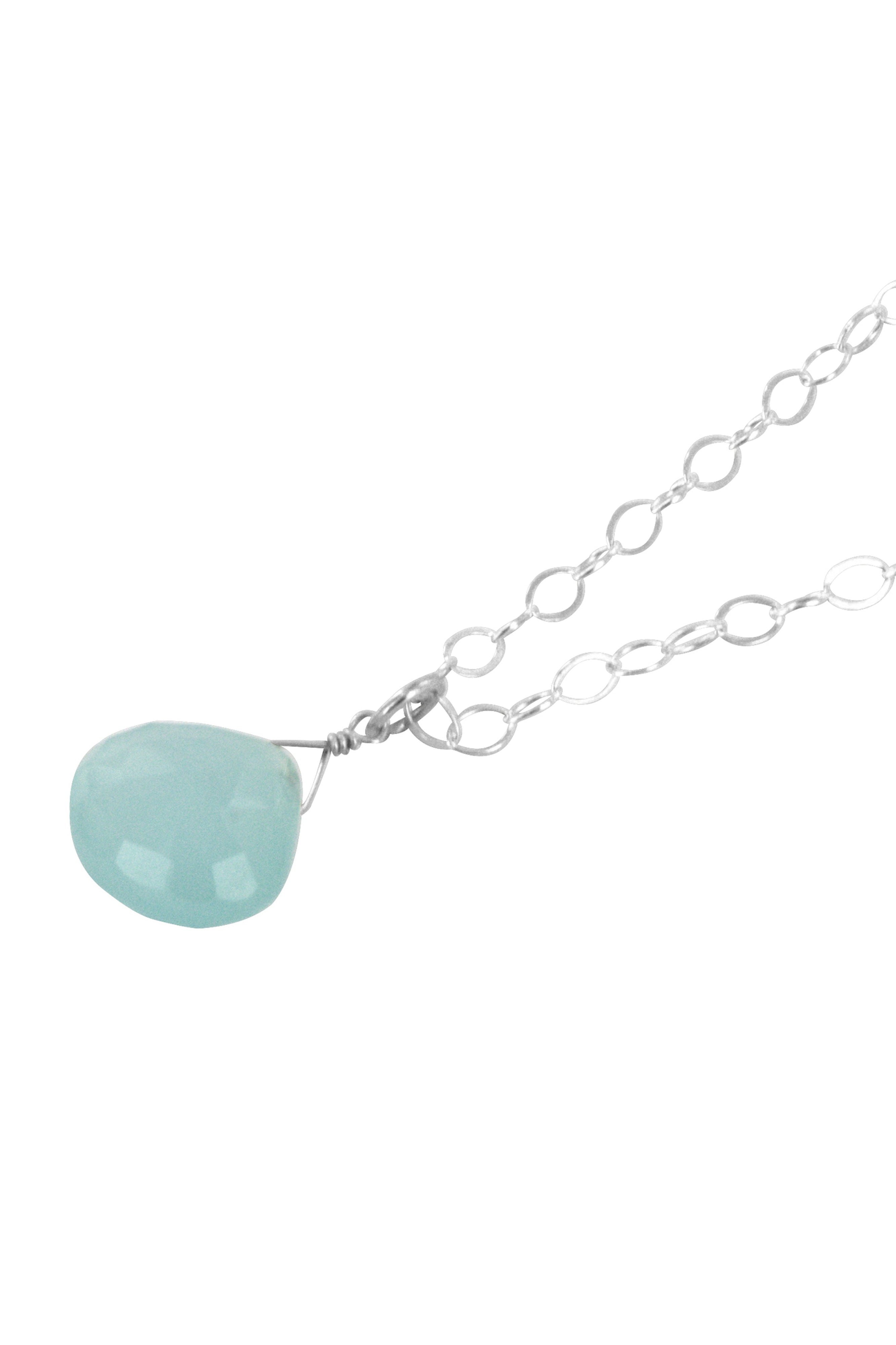 Blue Chalcedony Dainty Gemtone Silver Necklace