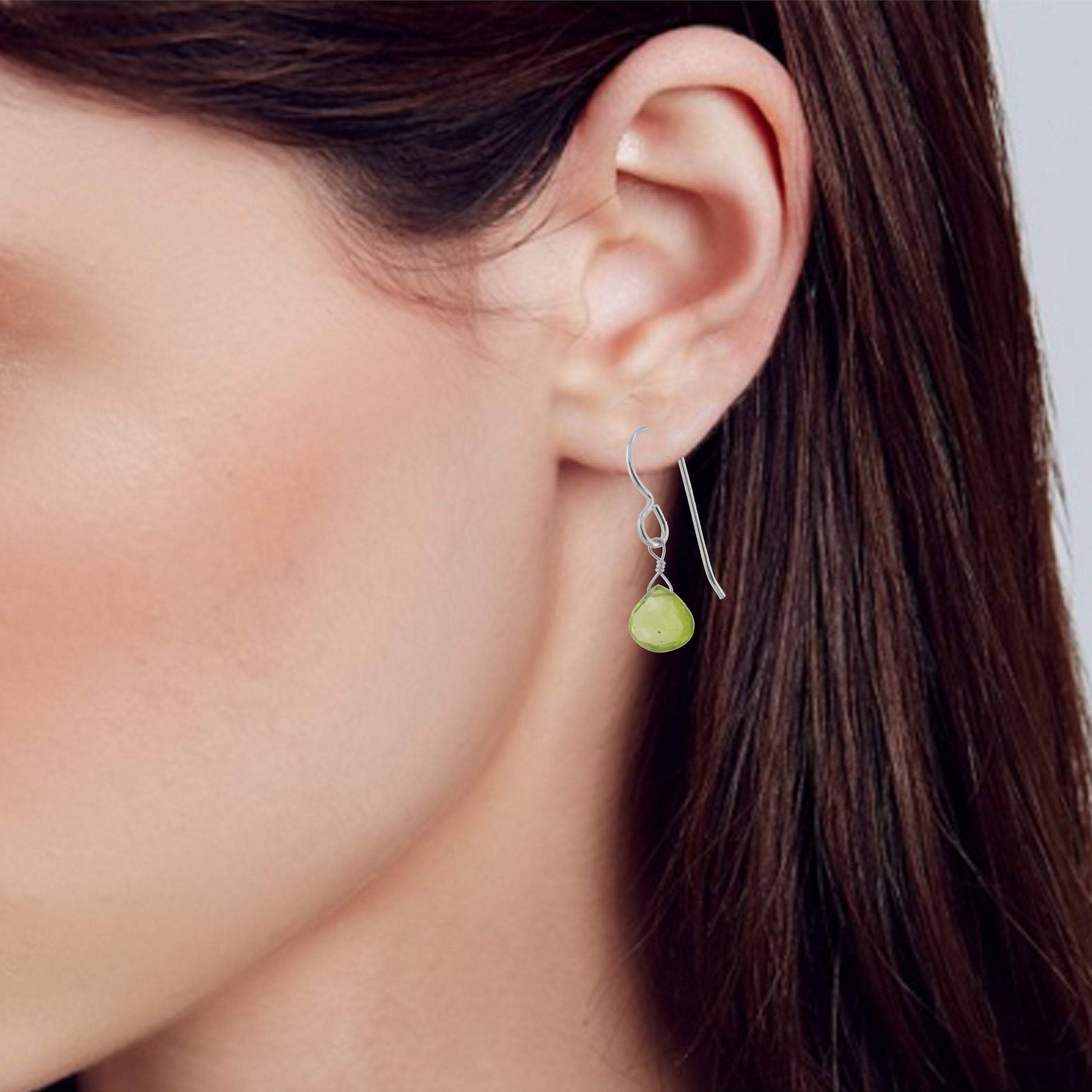Green Peridot, August Birthstone Gemstone Silver Earrings