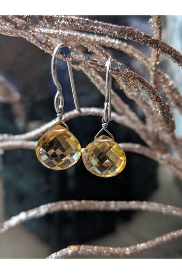 Citrine Earrings, Yellow Gemstone Drop Earrings