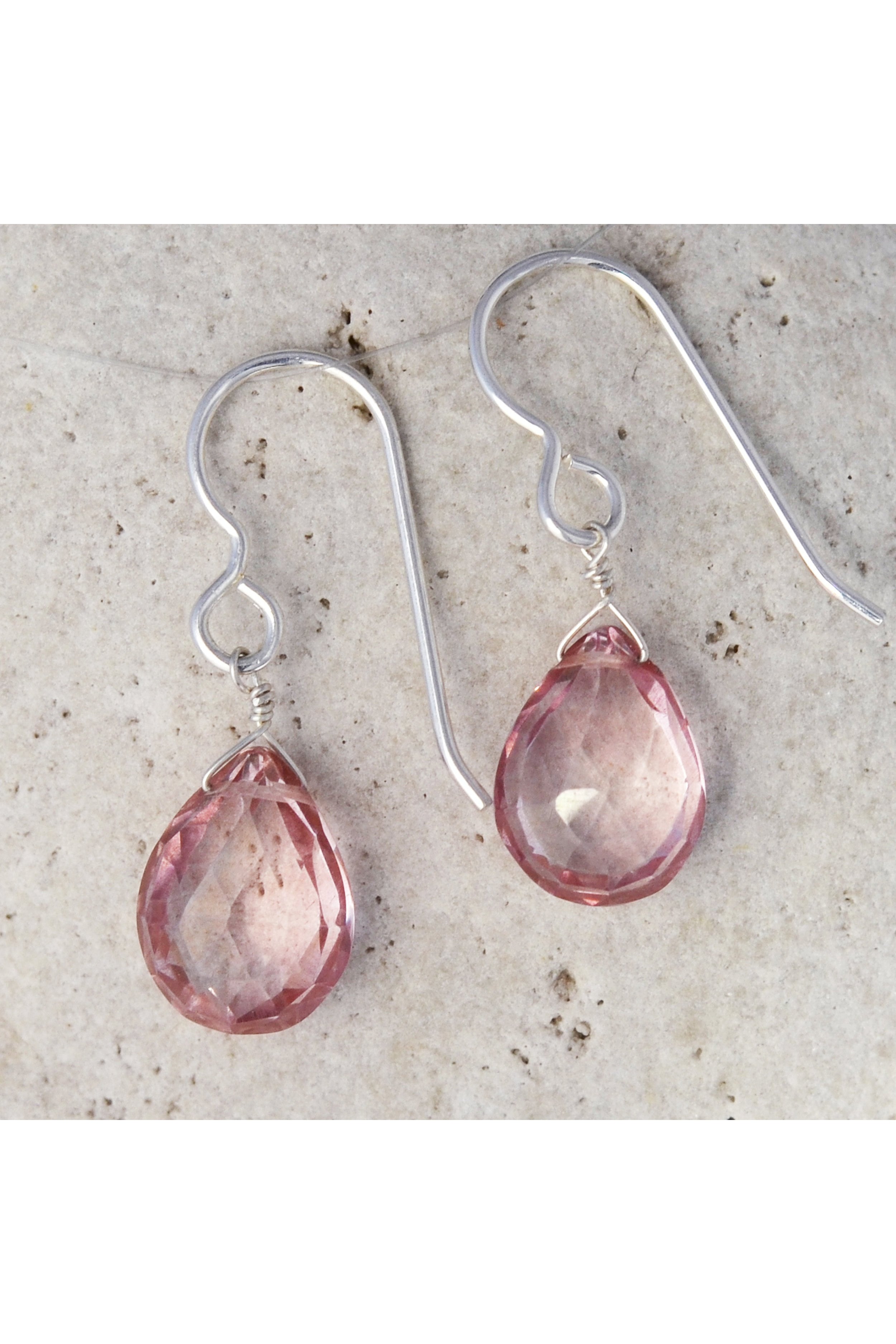 Baby Pink Quartz Gemstone Drop Earrings