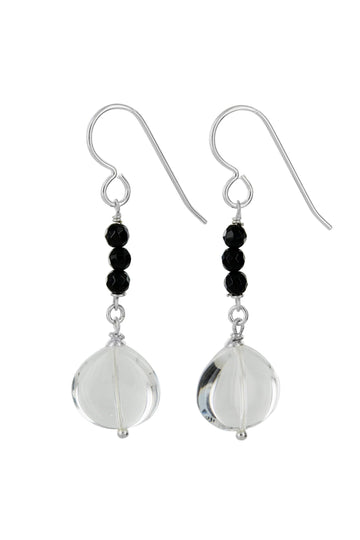 Rock Crystal, Black Onyx Earrings, Black and White Jewelry