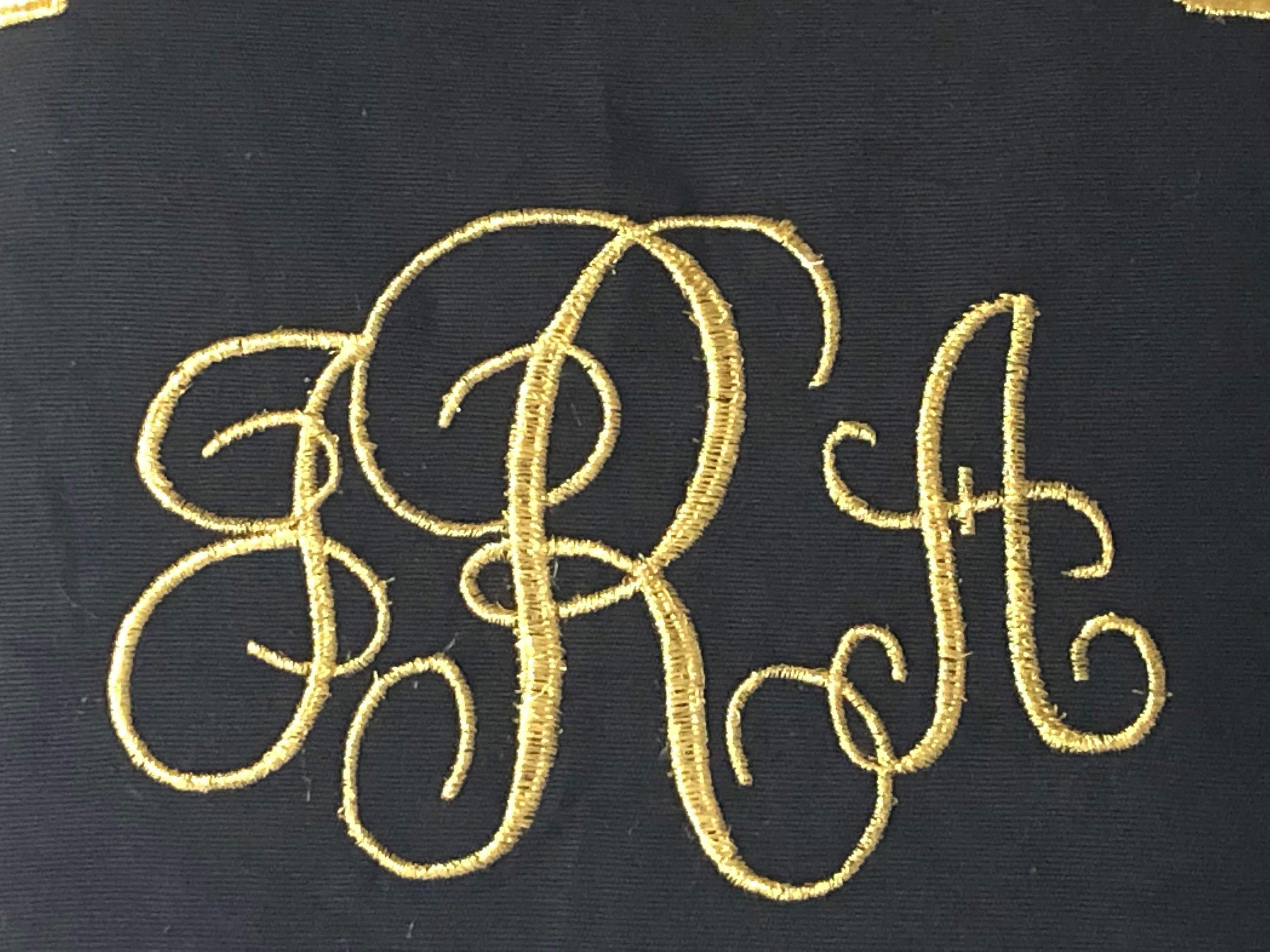 Black Gold Square Monogrammed Pillows, Monogram Gift Idea