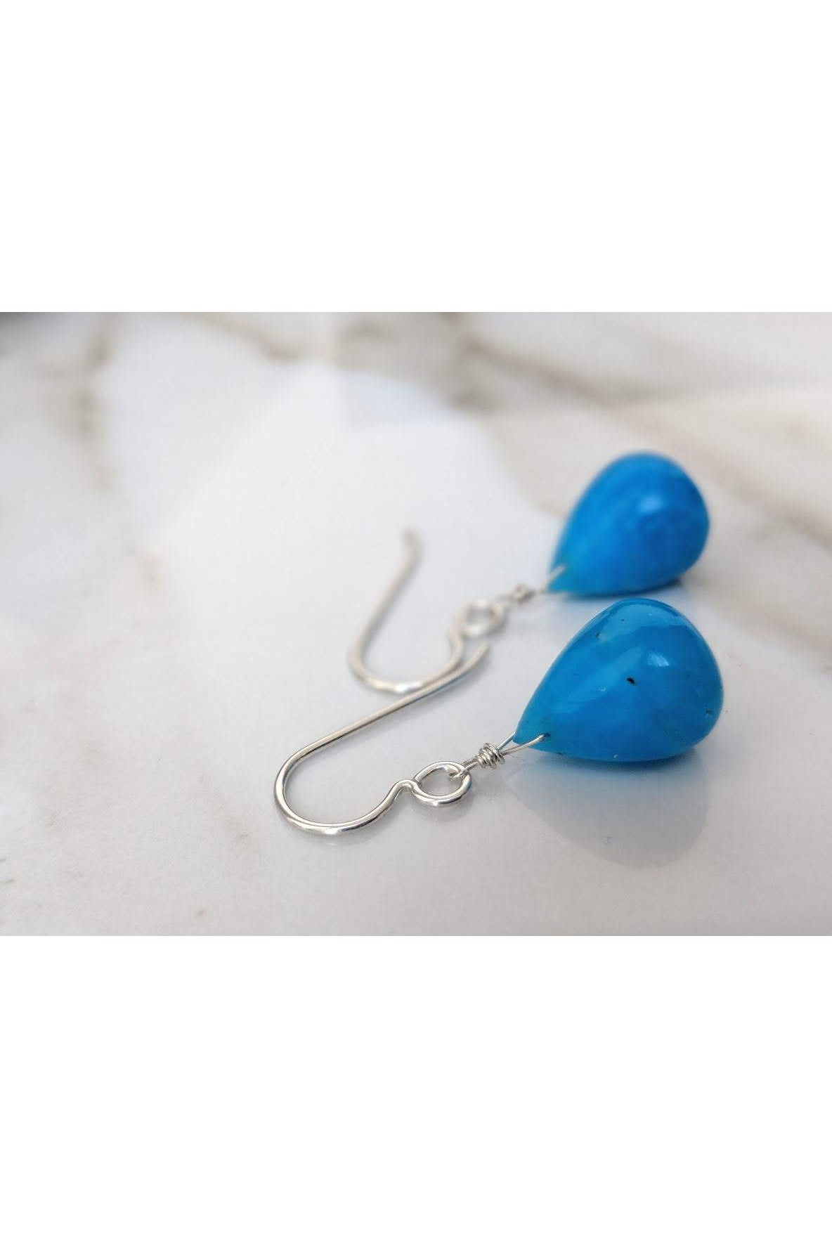 Blue Hemimorphite, Healing Gemstone Drop Earrings