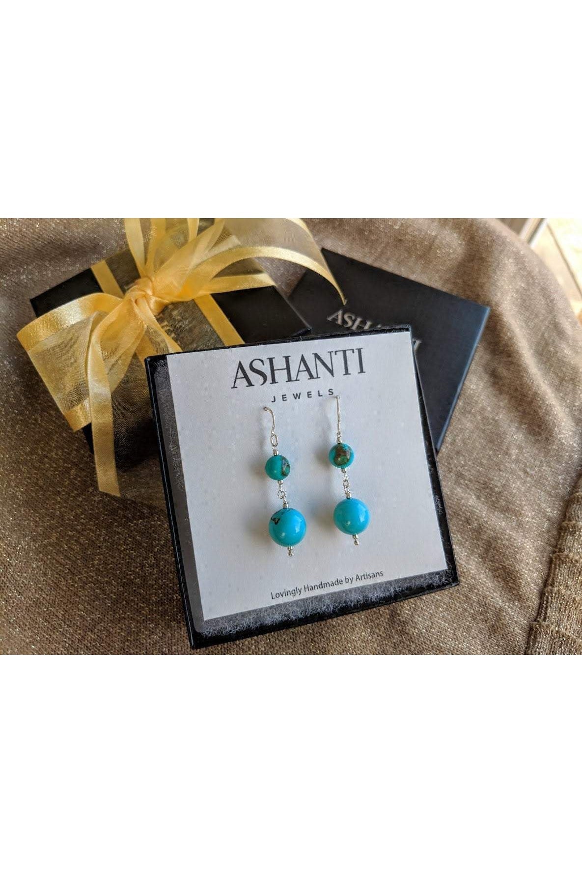 Turquoise Blue Gemstone Silver Drop Earrings